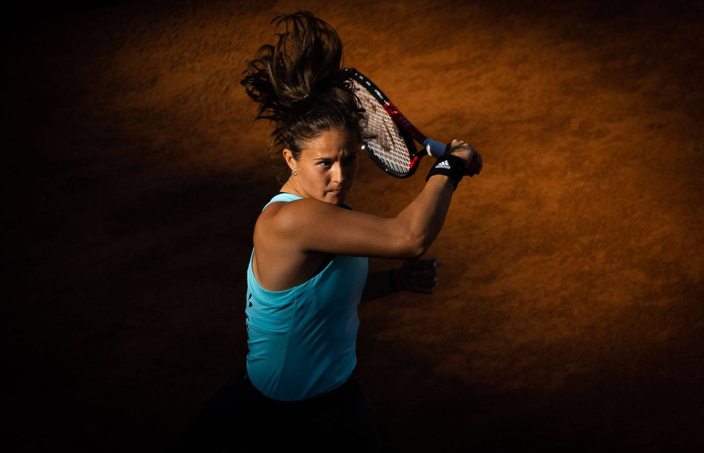 Daria Kasatkina, blue top, clay court, HD Desktop Wallpaper