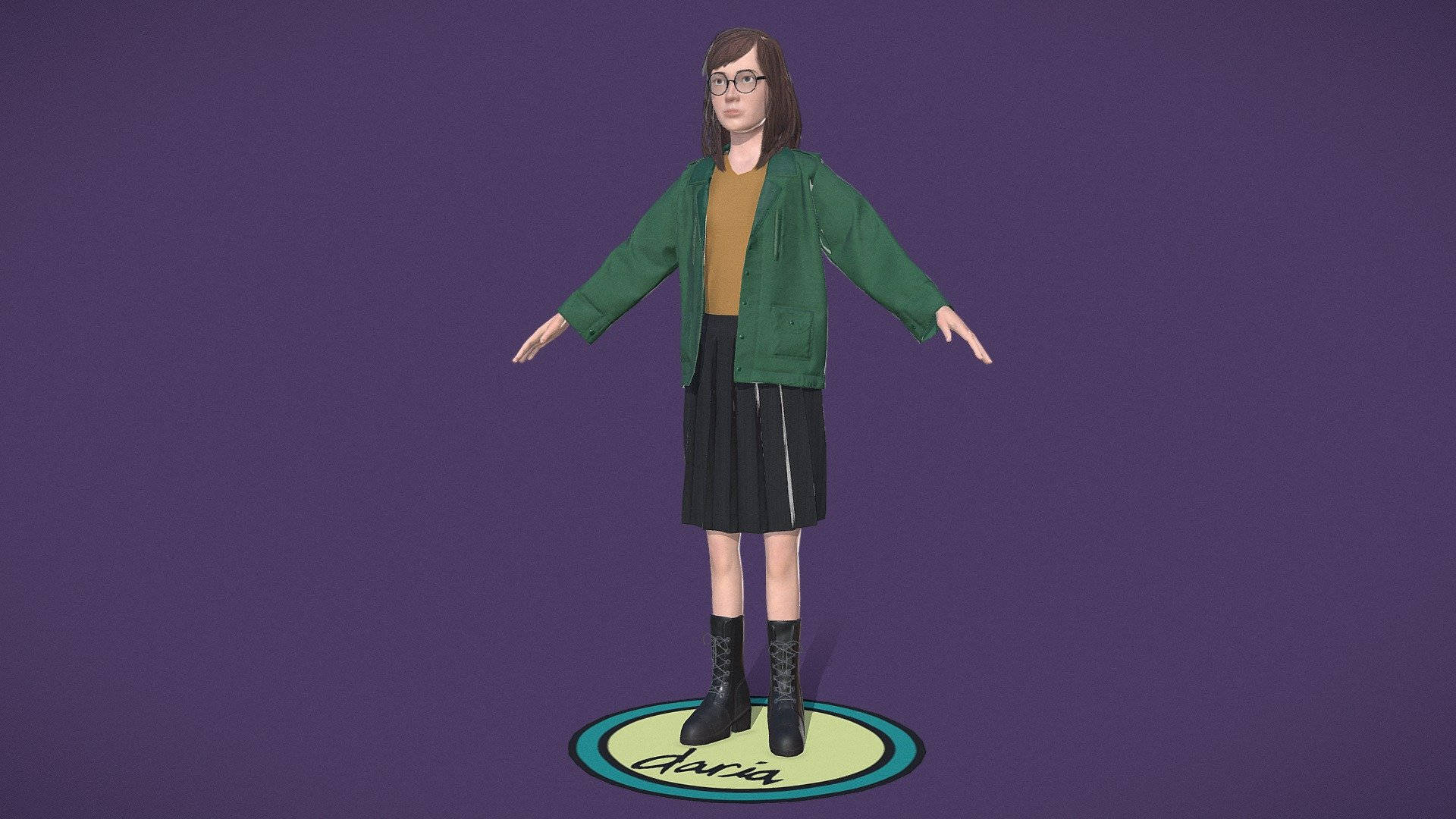 Daria, green jacket, black skirt, Full HD Desktop Wallpaper