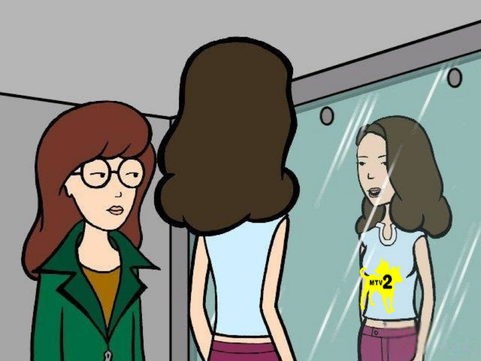 Daria, fitting room, green jacket, Full HD Desktop Wallpaper