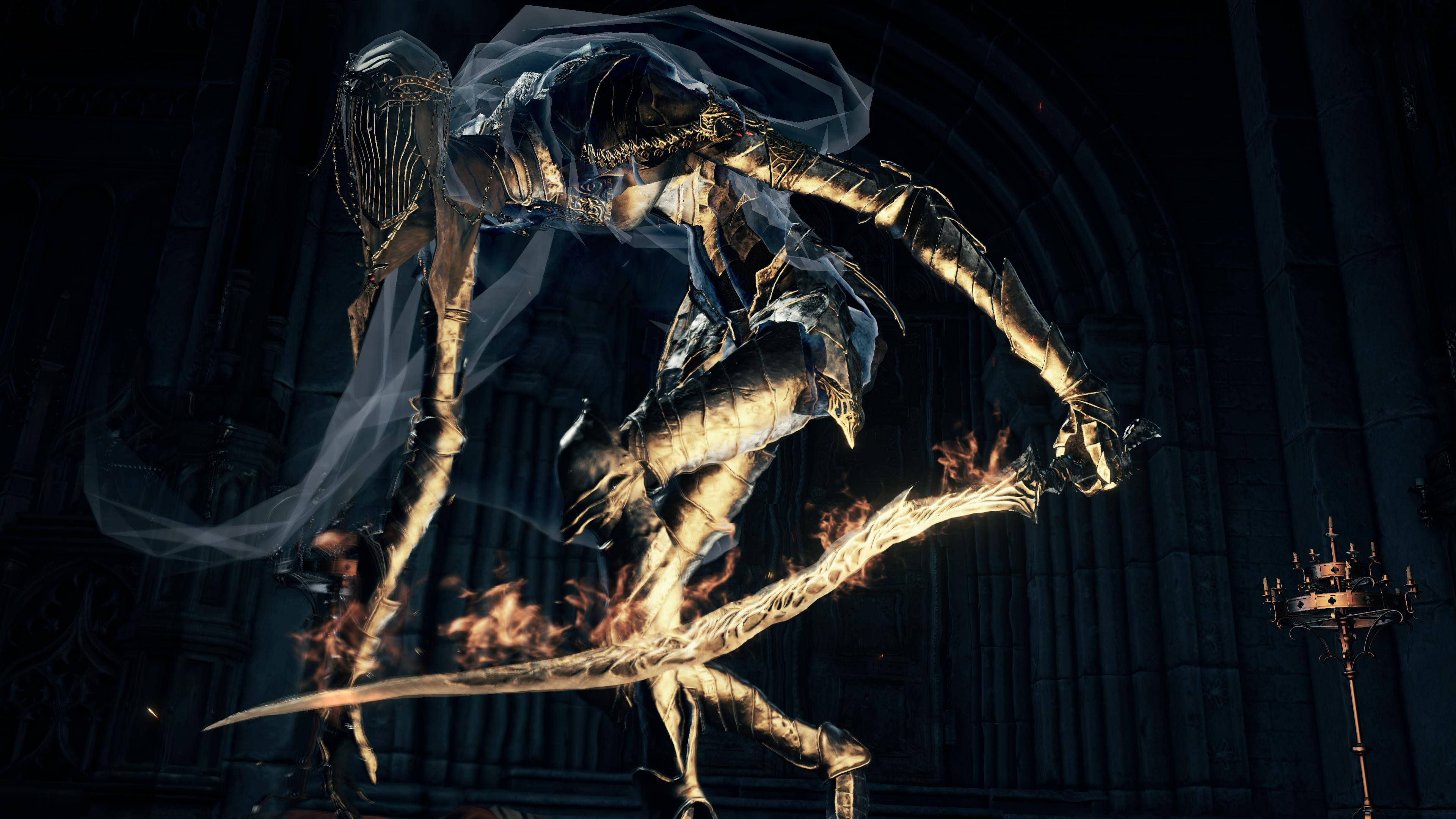 knight, ornate armor, flaming sword, 4K Desktop Wallpaper