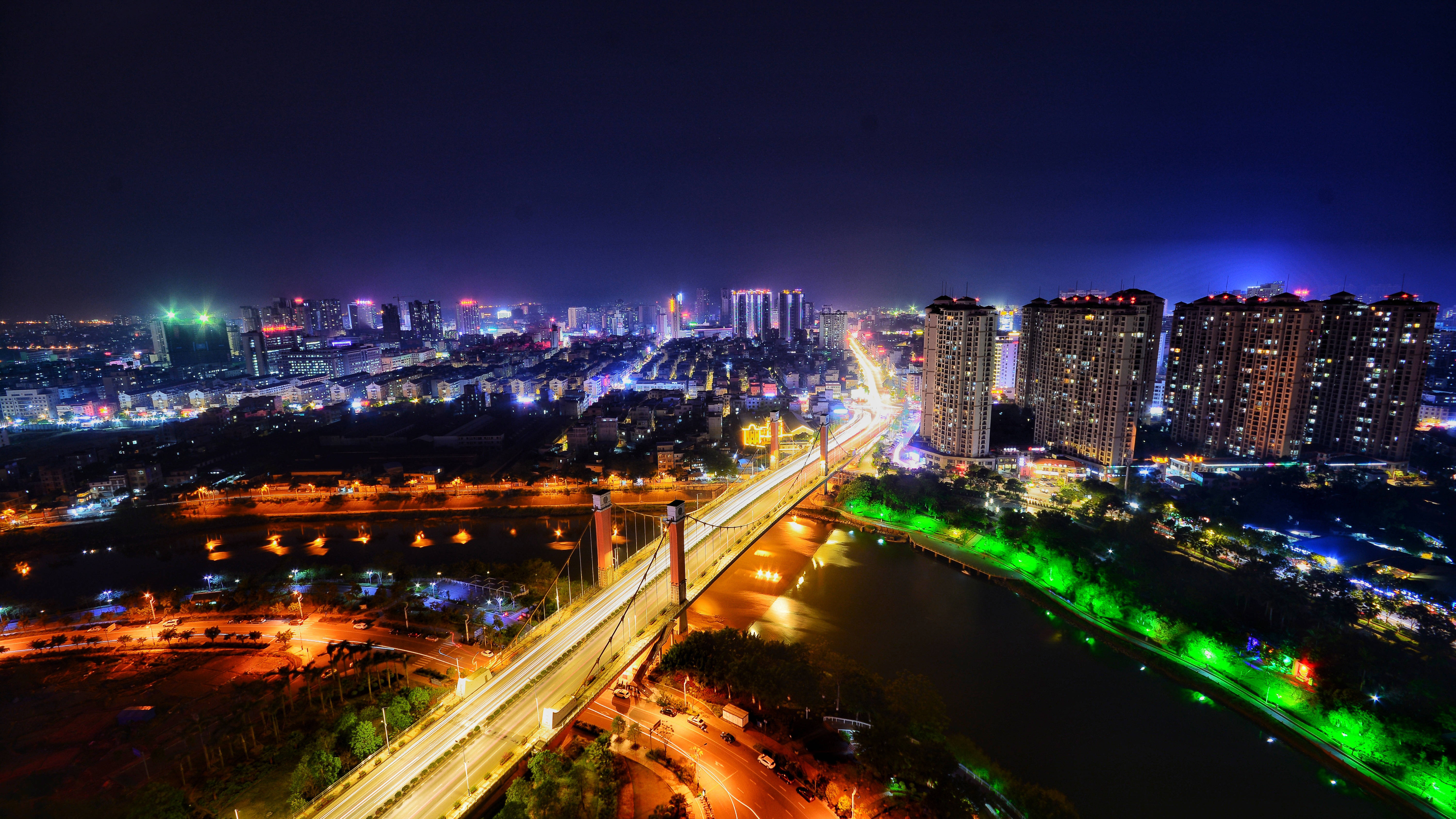 City Lights Dark 4K, aerial night view, vibrant cityscape, 5K Desktop Wallpaper