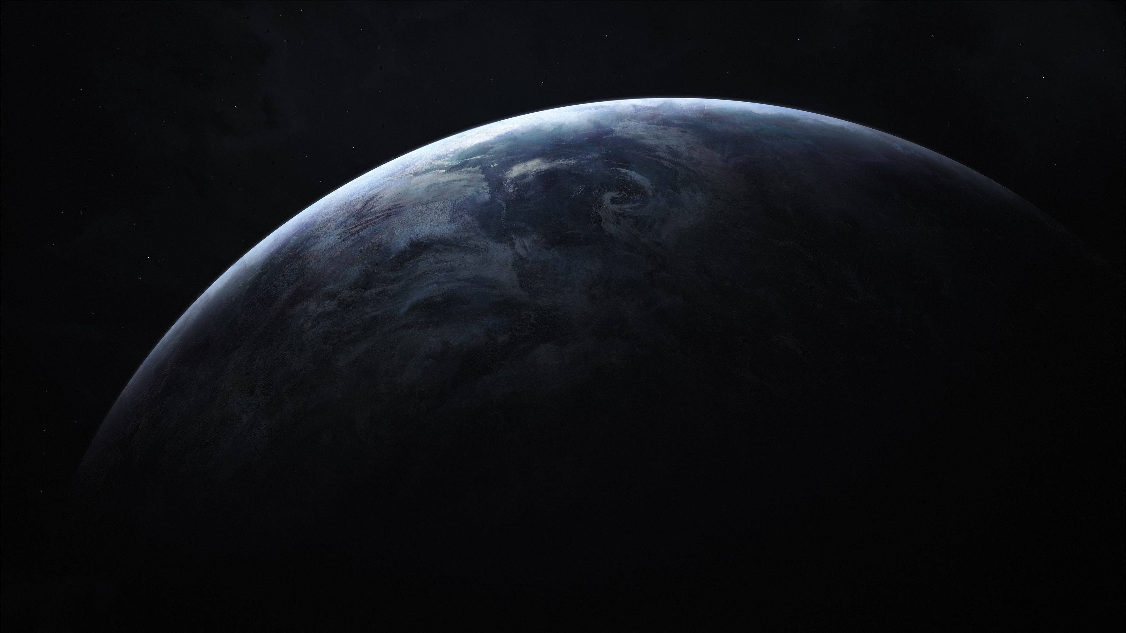 4K Earth Dark Planet, dark blue planet, swirling clouds, 4K Desktop Wallpaper
