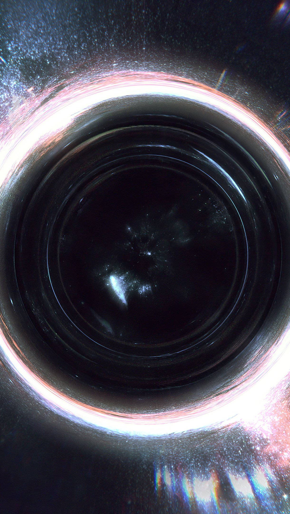 4K, black hole camera lens, bright light flares, Full HD Phone Wallpaper
