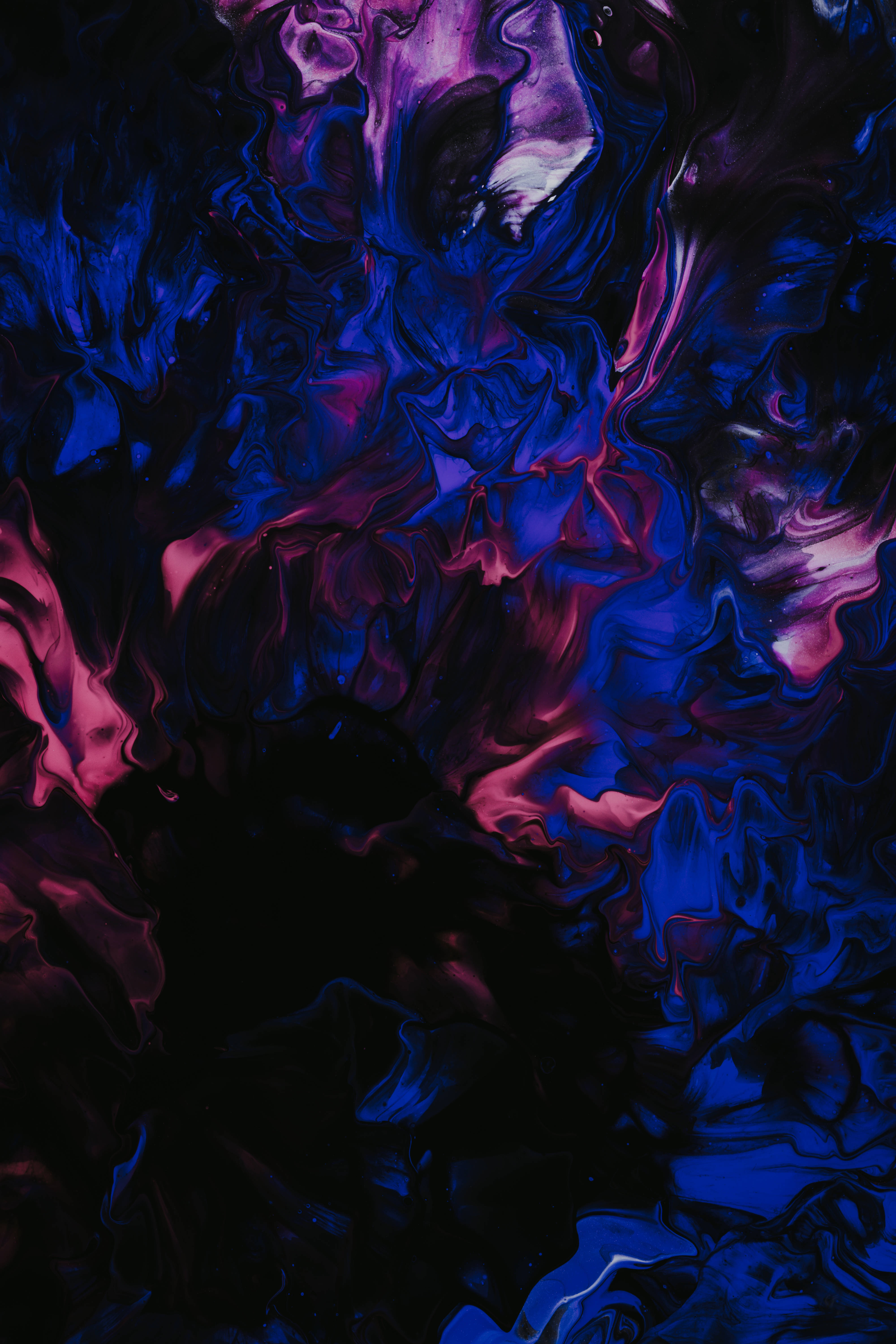 electric blue, magenta, deep black background, 5K Phone Wallpaper