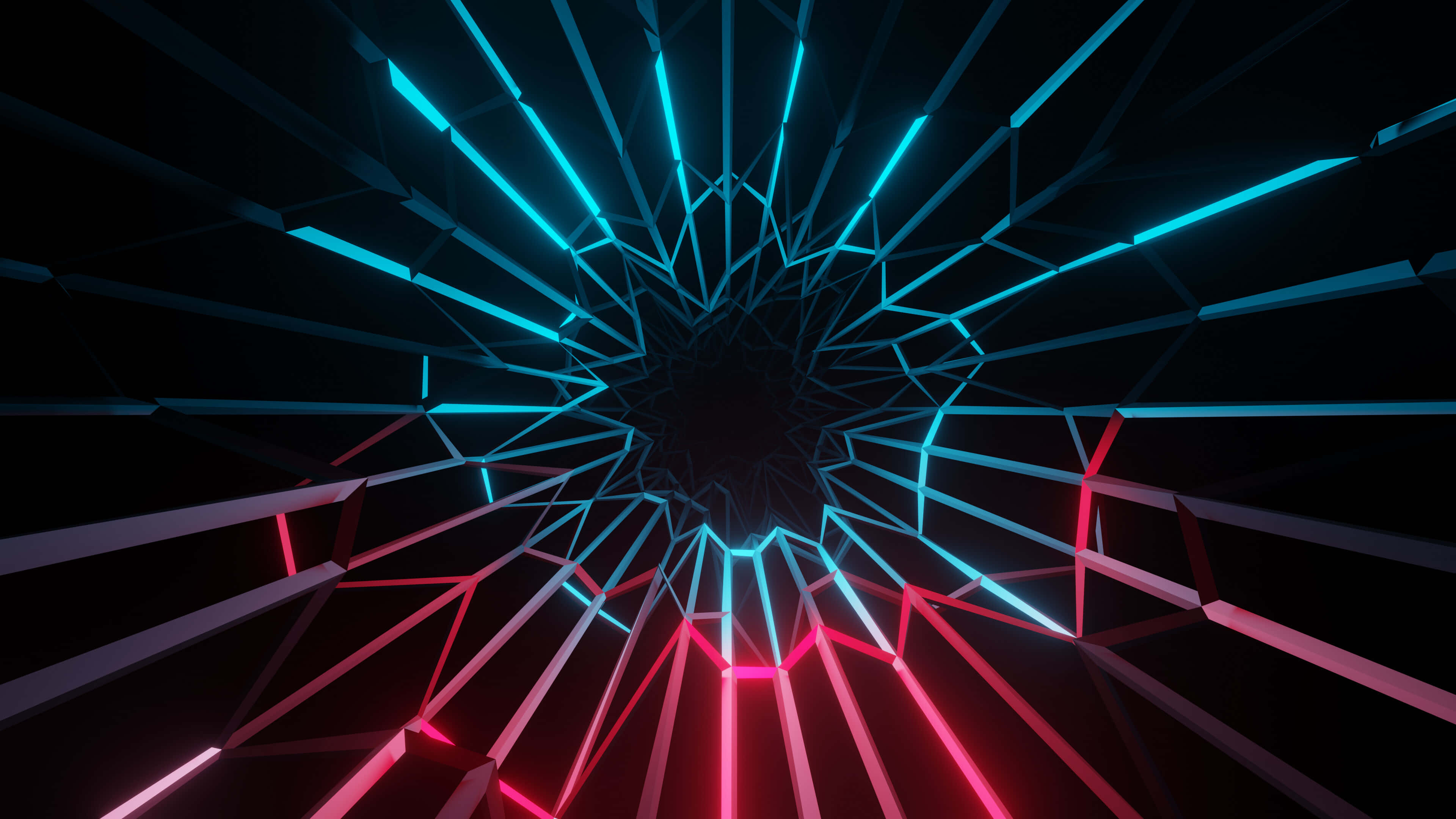 dark abstract art, glowing blue, pink neon lines, 4K Desktop Wallpaper