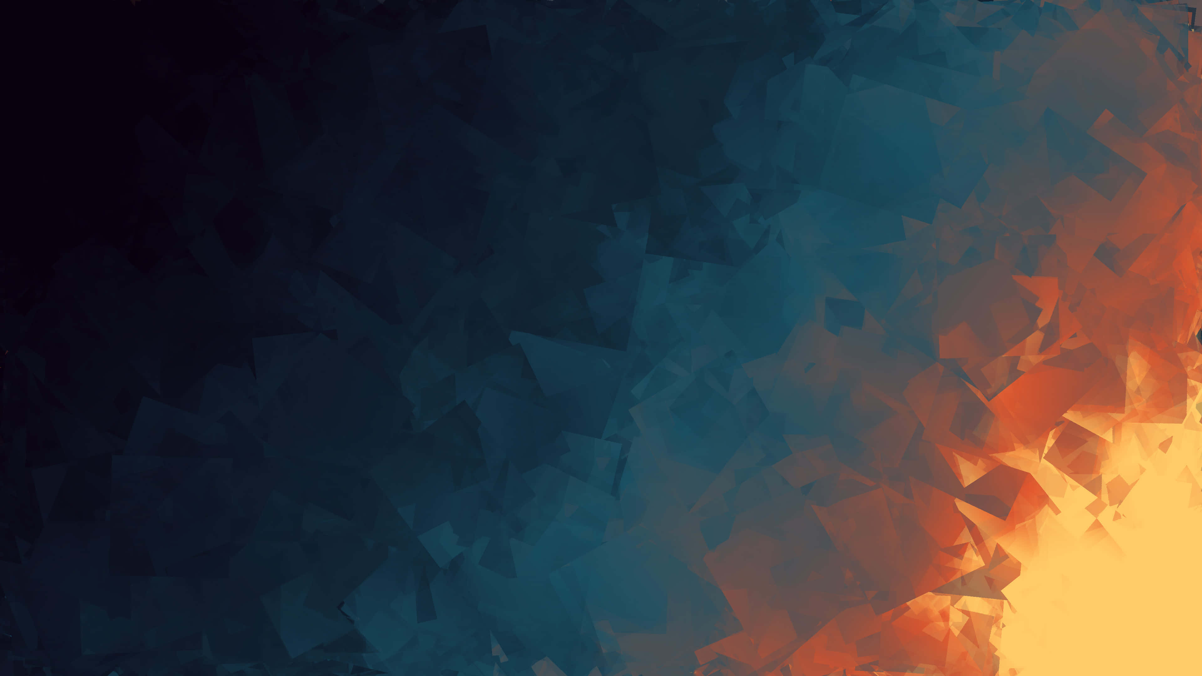 dark abstract art, dark blue triangles, fiery orange, 4K Desktop Wallpaper