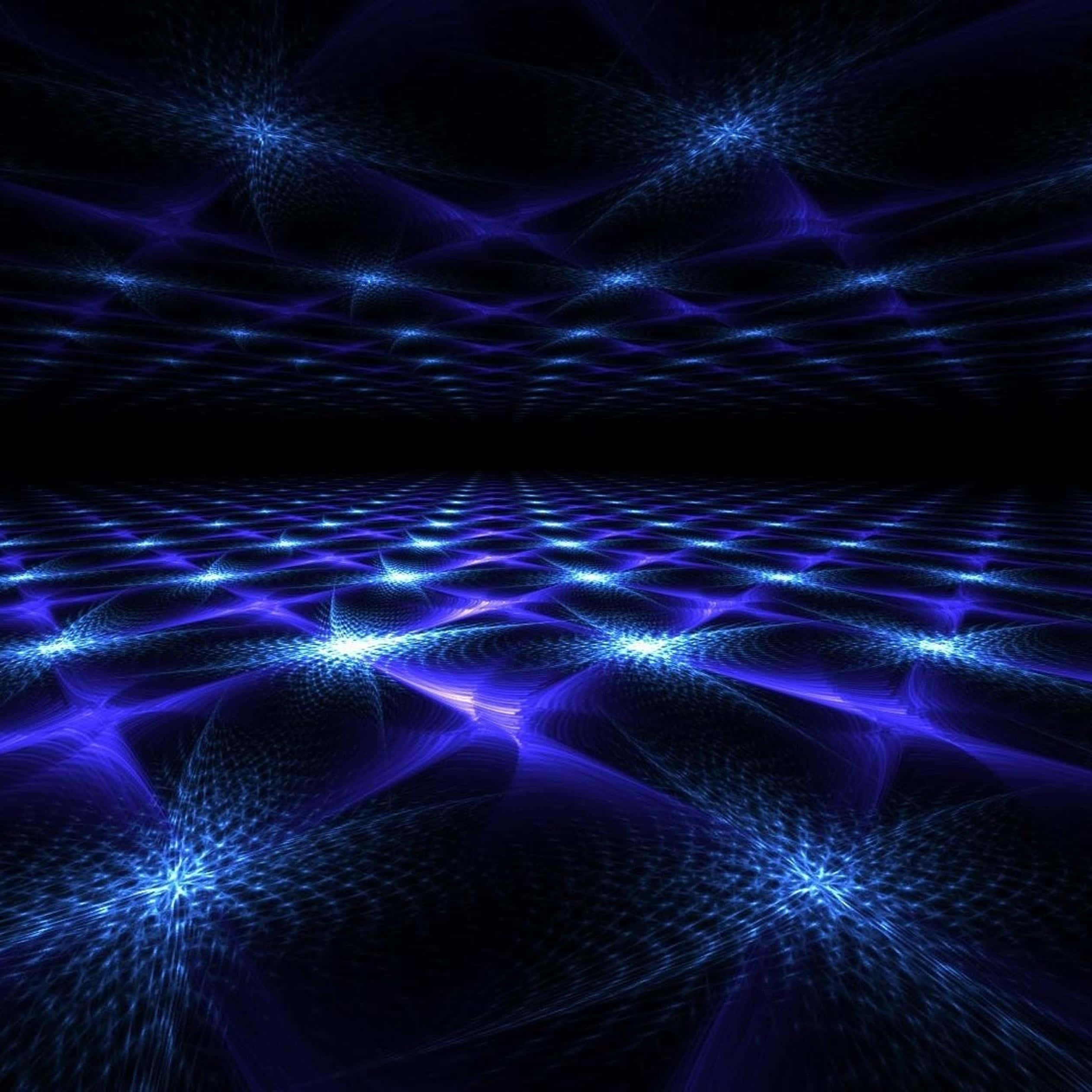 dark abstract art, glowing blue starburst patterns, digital fractal landscape, Full HD Desktop Wallpaper