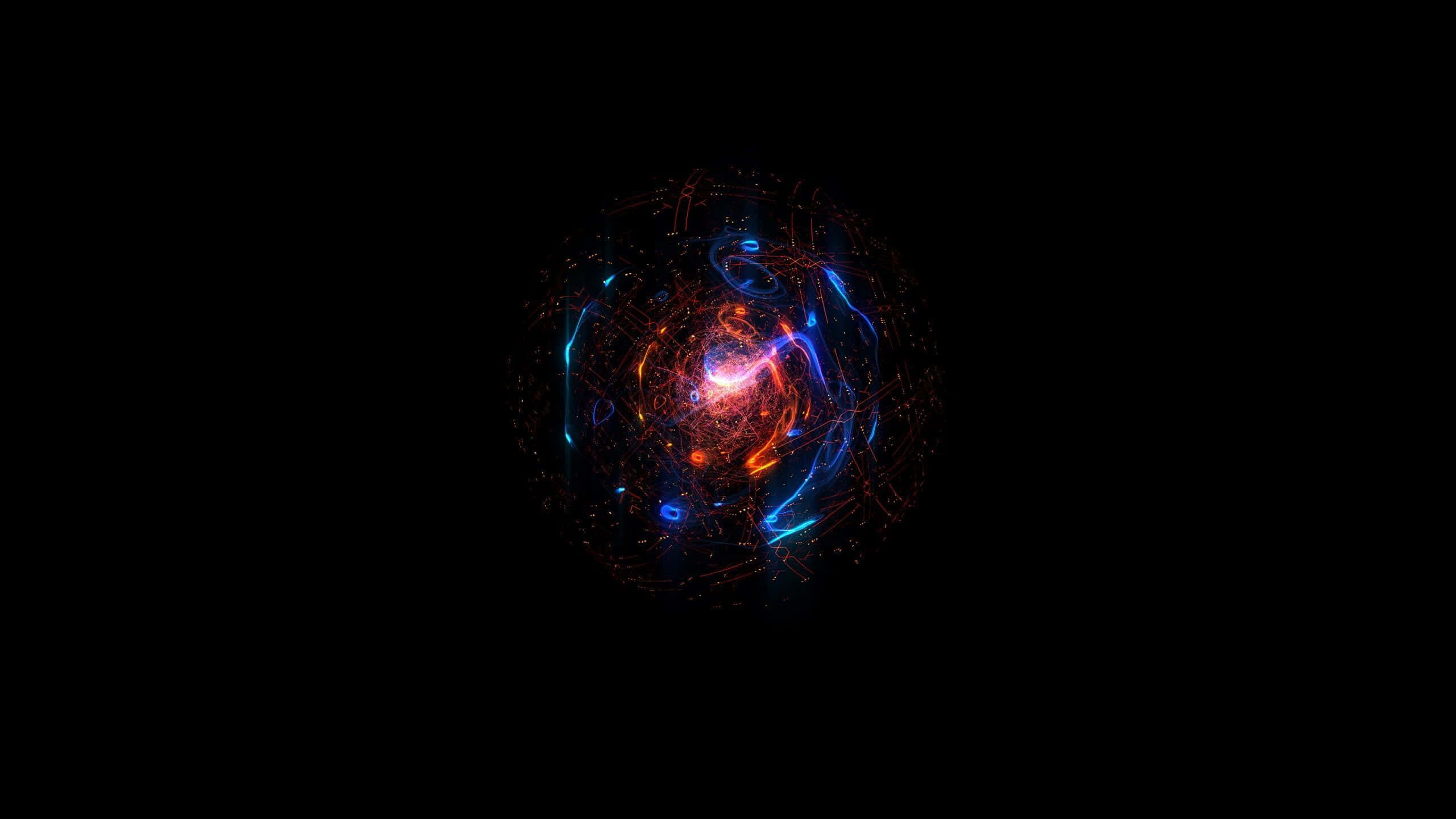 cosmic sphere, fiery orange, electric blue, 2K Desktop Wallpaper