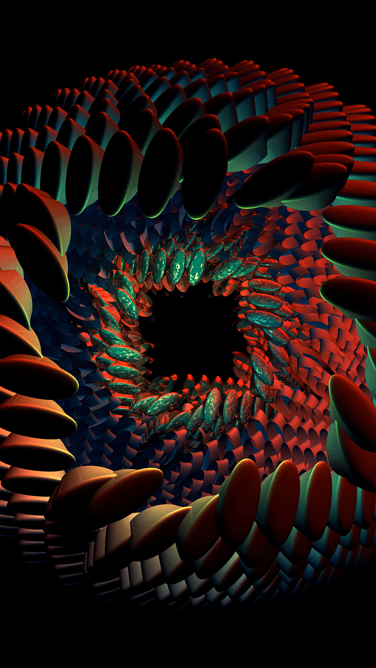 dark abstract art, glowing red, teal, Full HD Phone Wallpaper
