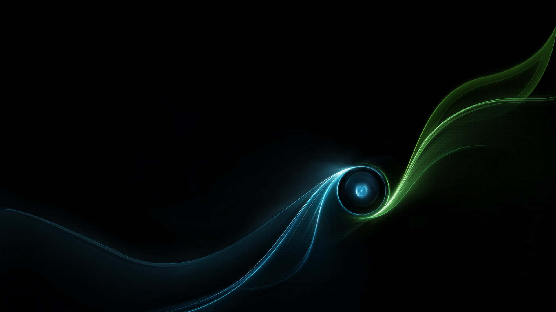 Ethereal blue, Green glowing ribbons, Luminous orb, Full HD Desktop Wallpaper
