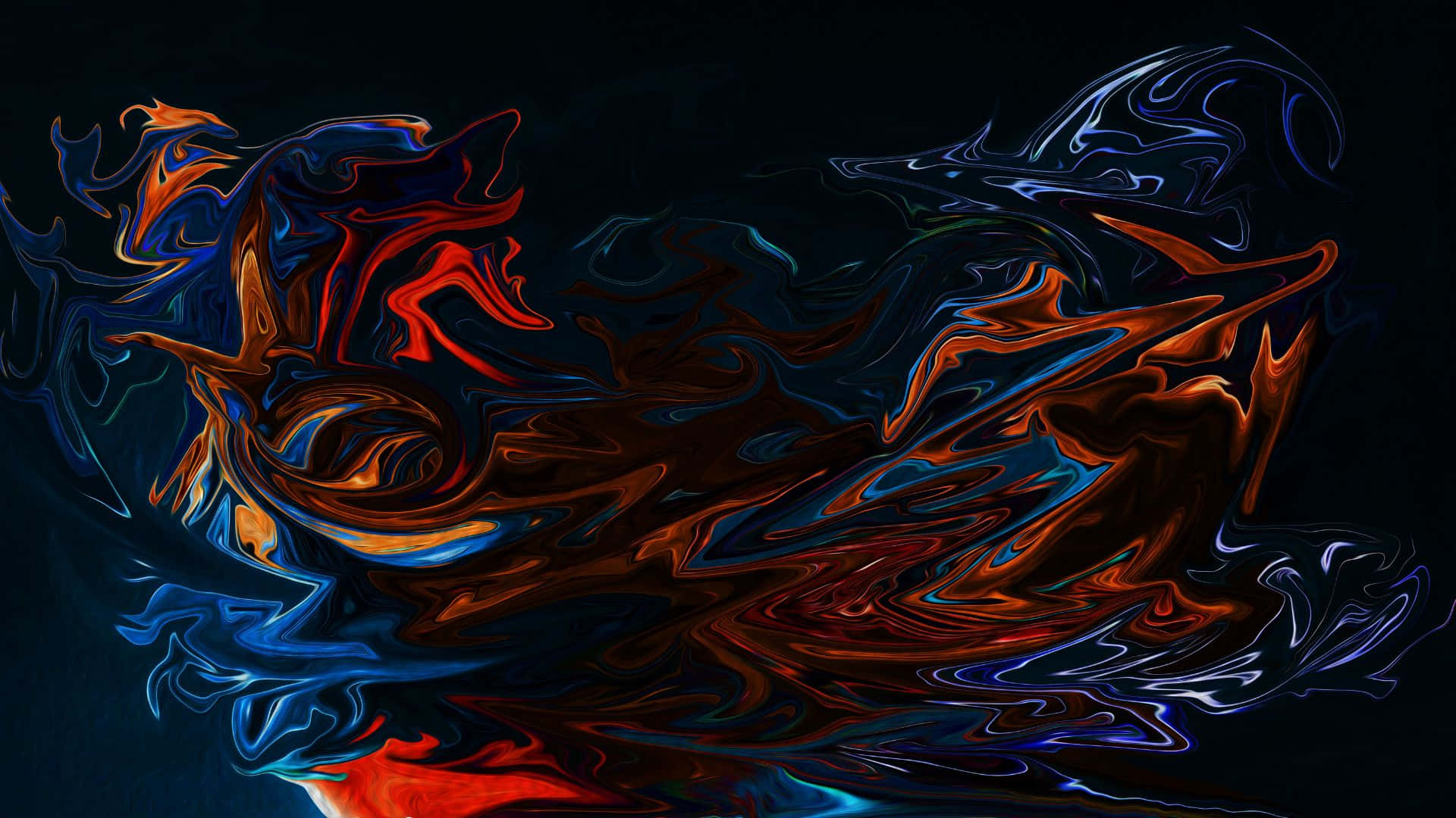 dark abstract art, red orange, blue, Full HD Desktop Wallpaper