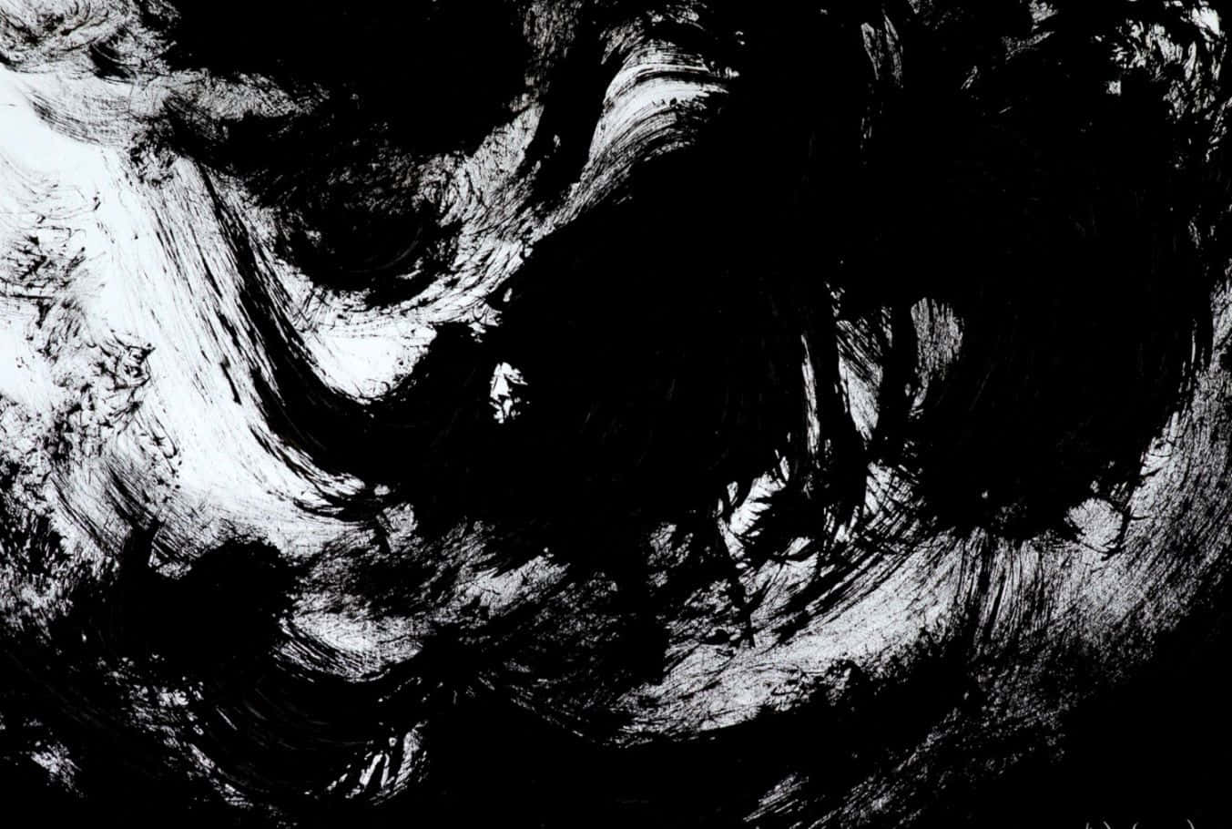 dark abstract art, black and white abstract swirls, bold brushstrokes, HD Desktop Wallpaper