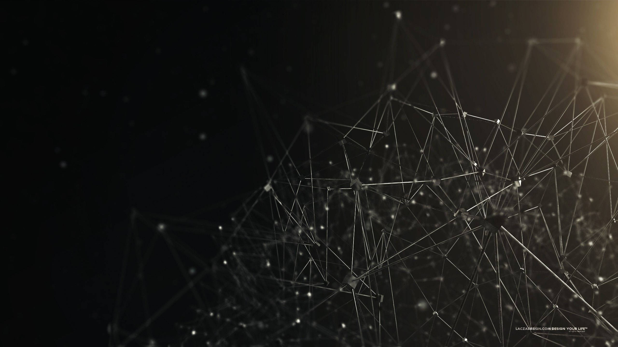 dark background, glowing network, interconnected dots and lines, 2K Desktop Wallpaper