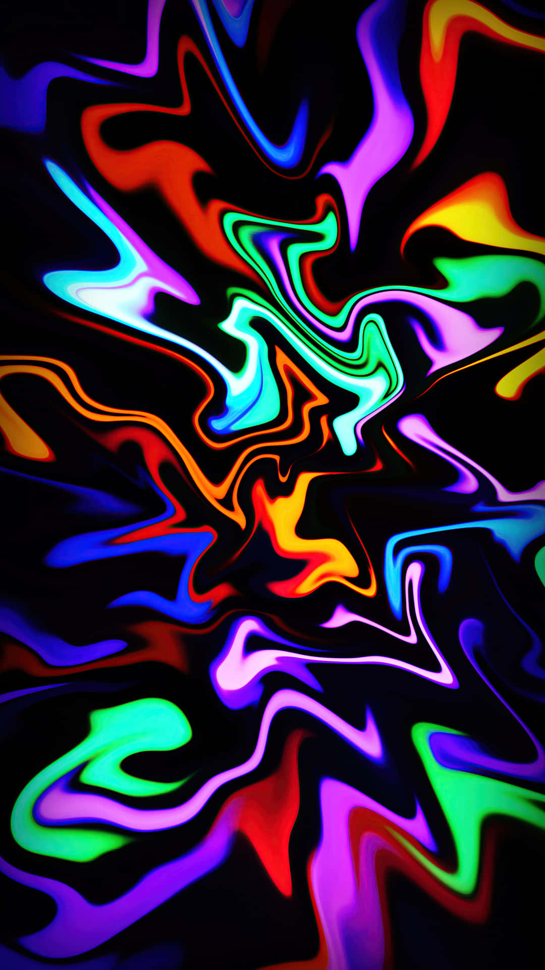 3D Neon Paint Splash Art, neon colors, fluid motion, Full HD Phone Wallpaper