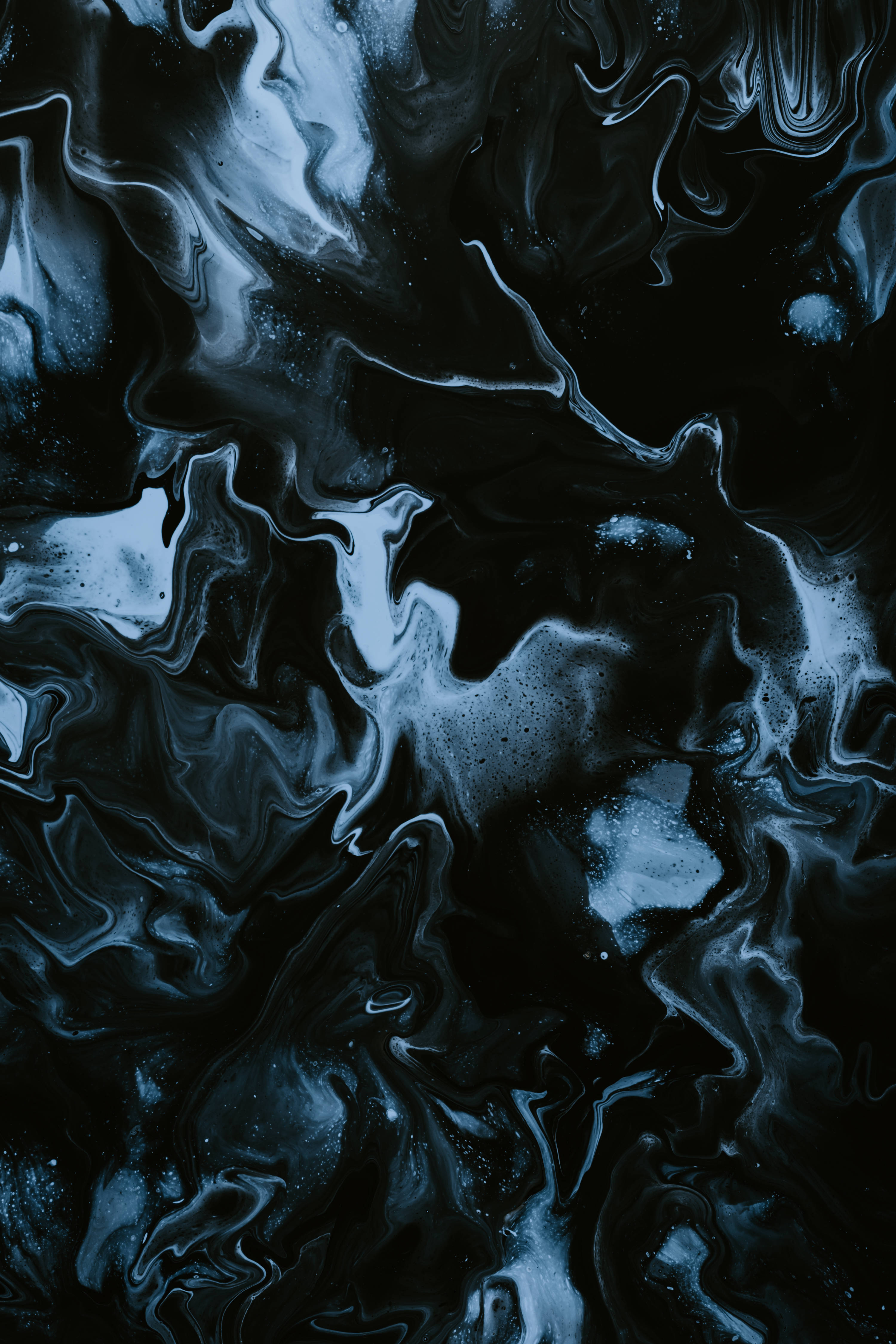 drip paint, black abstract, dark blue, 4K Phone Wallpaper