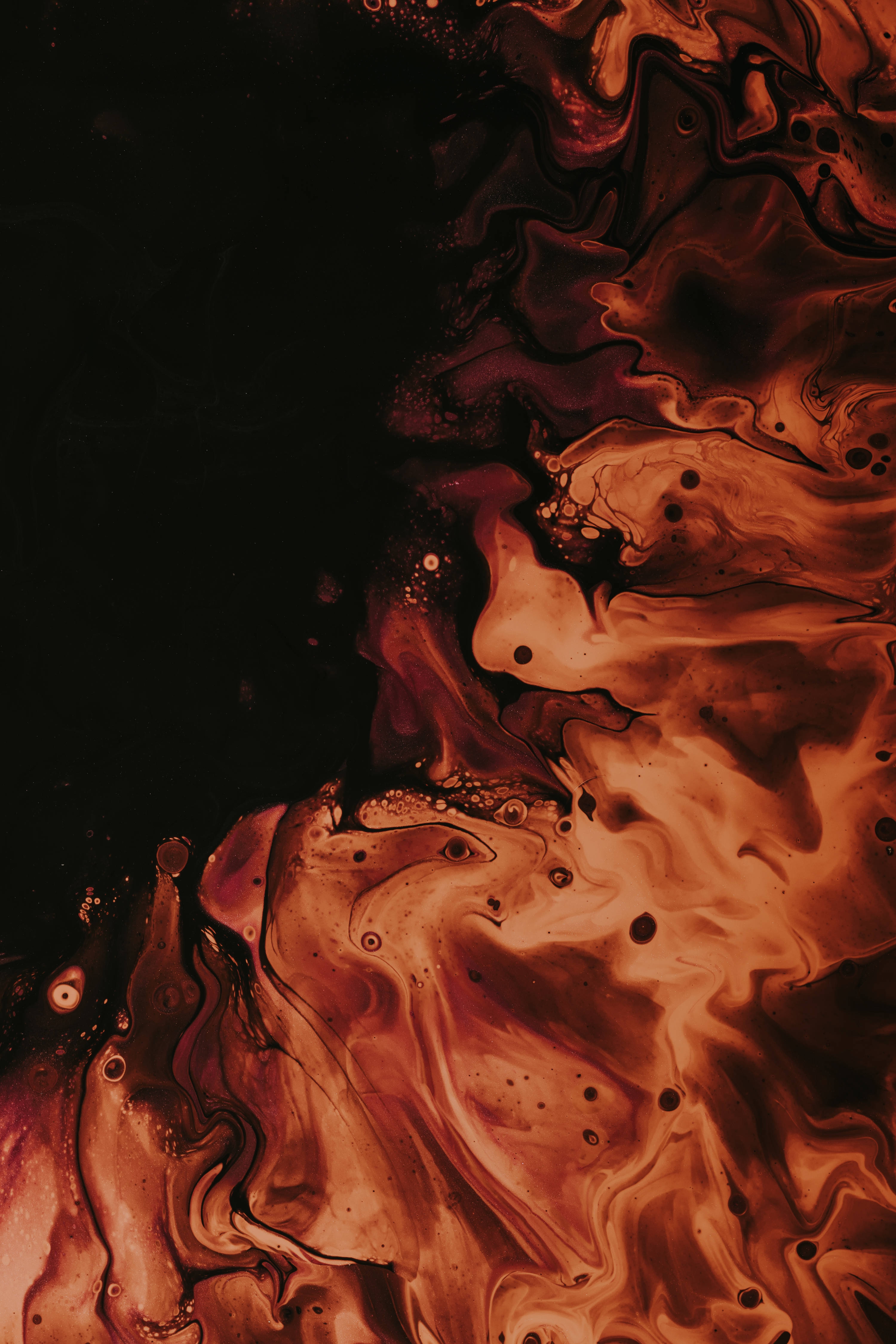 fluid brown dark abstract mobile, deep reds, oranges, 4K Phone Wallpaper