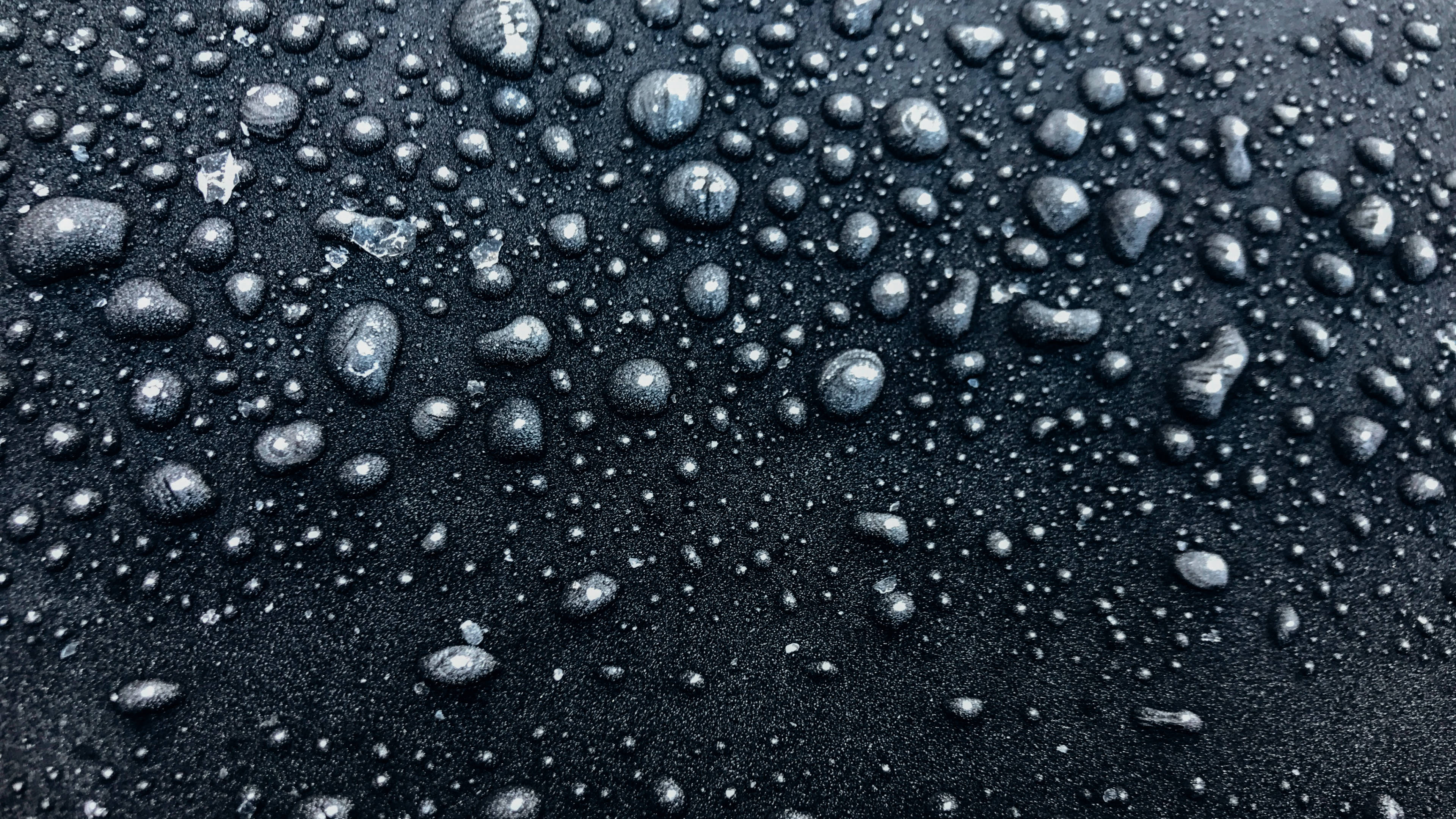 4D Ultra HD, matte black, raindrops, 4K Desktop Wallpaper