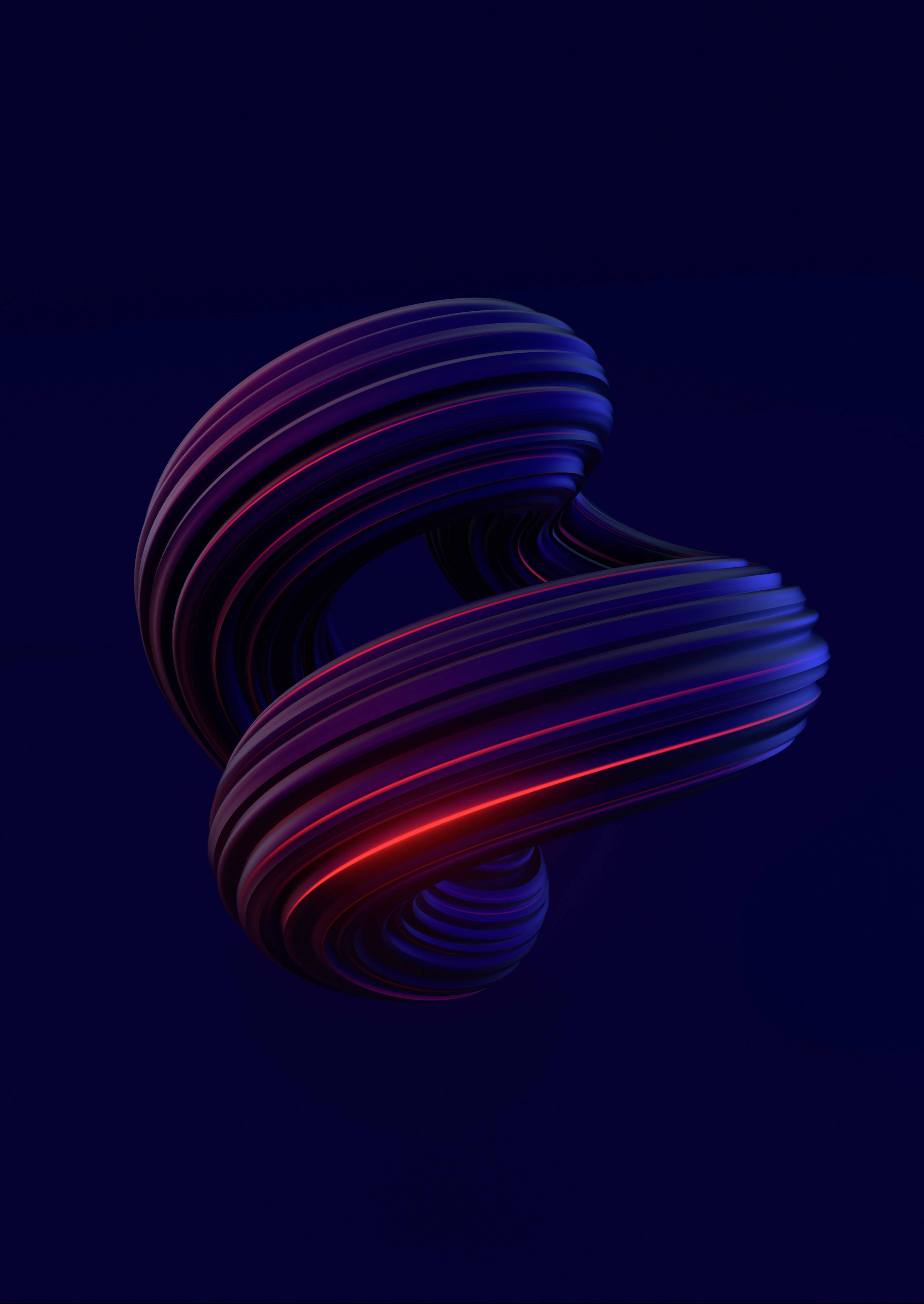 abstract ribbon, deep blue, red, 4K Phone Wallpaper