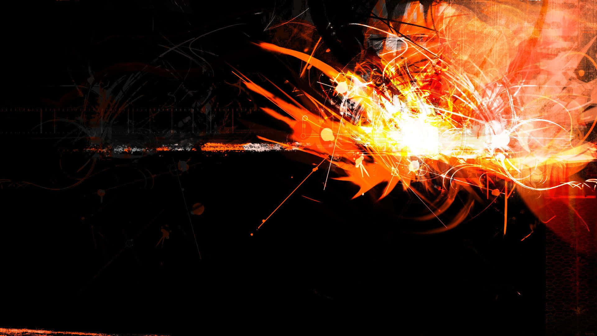 Orange Abstract Desktop, vibrant orange, yellow energy bursts, Full HD Desktop Wallpaper