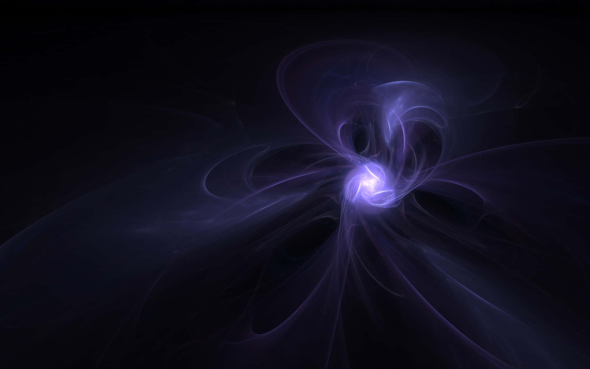 blue purple, glowing purple fractal energy, deep black void, Full HD Desktop Wallpaper