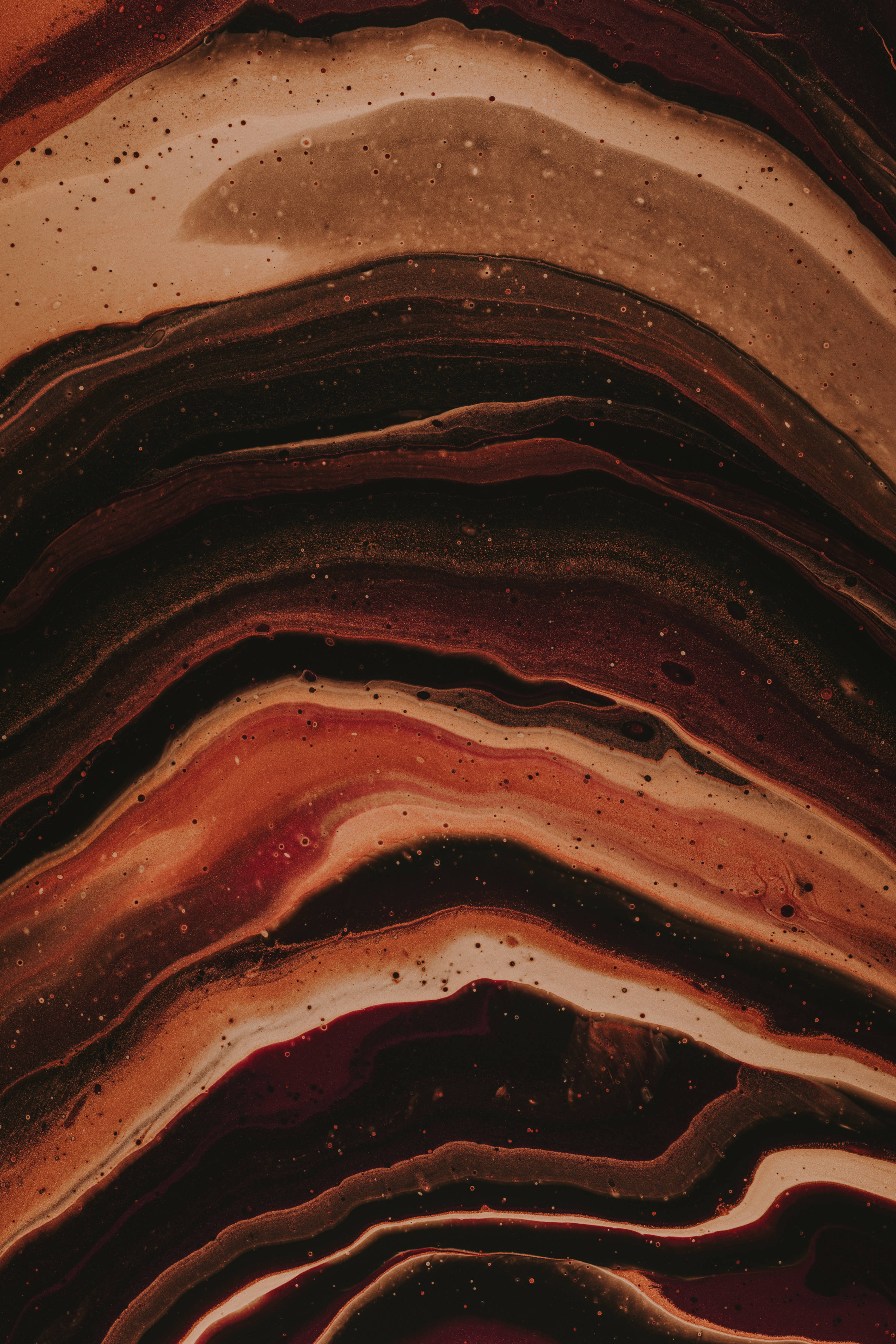 brown layers, cream layers, polished agate stone, 4K Phone Wallpaper