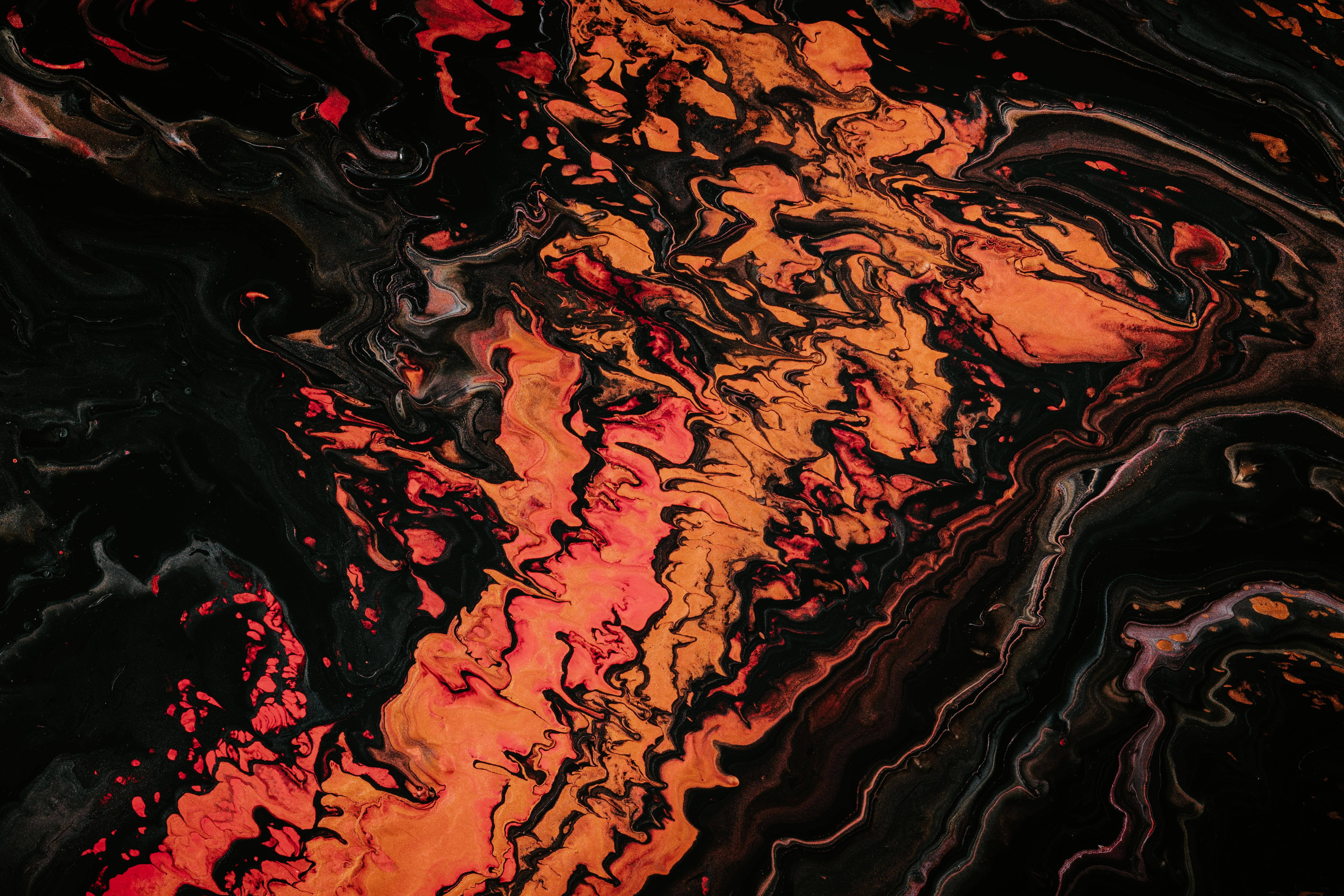 organic fluid, vibrant orange, red liquid, 5K Desktop Wallpaper