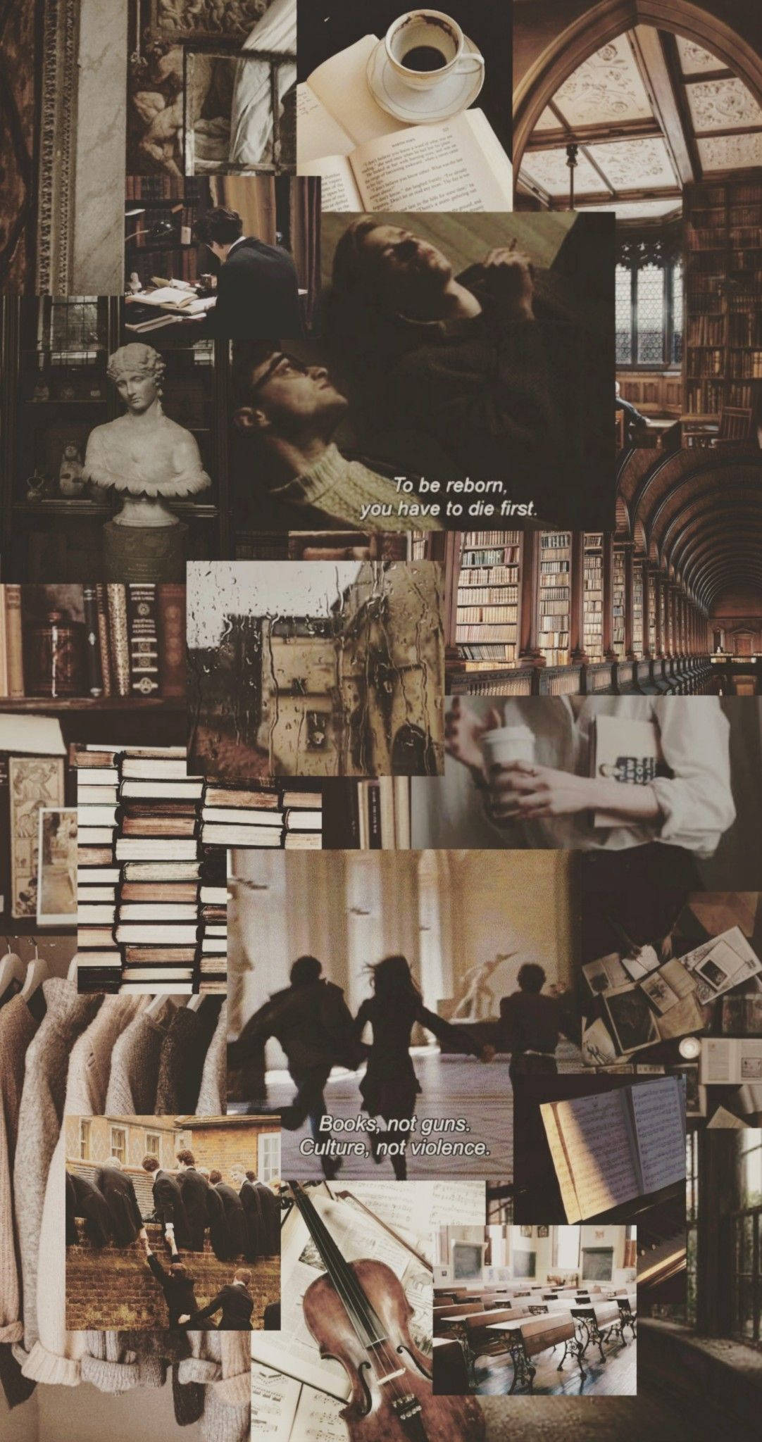 sepia-toned, library scenes, books, Full HD Phone Wallpaper