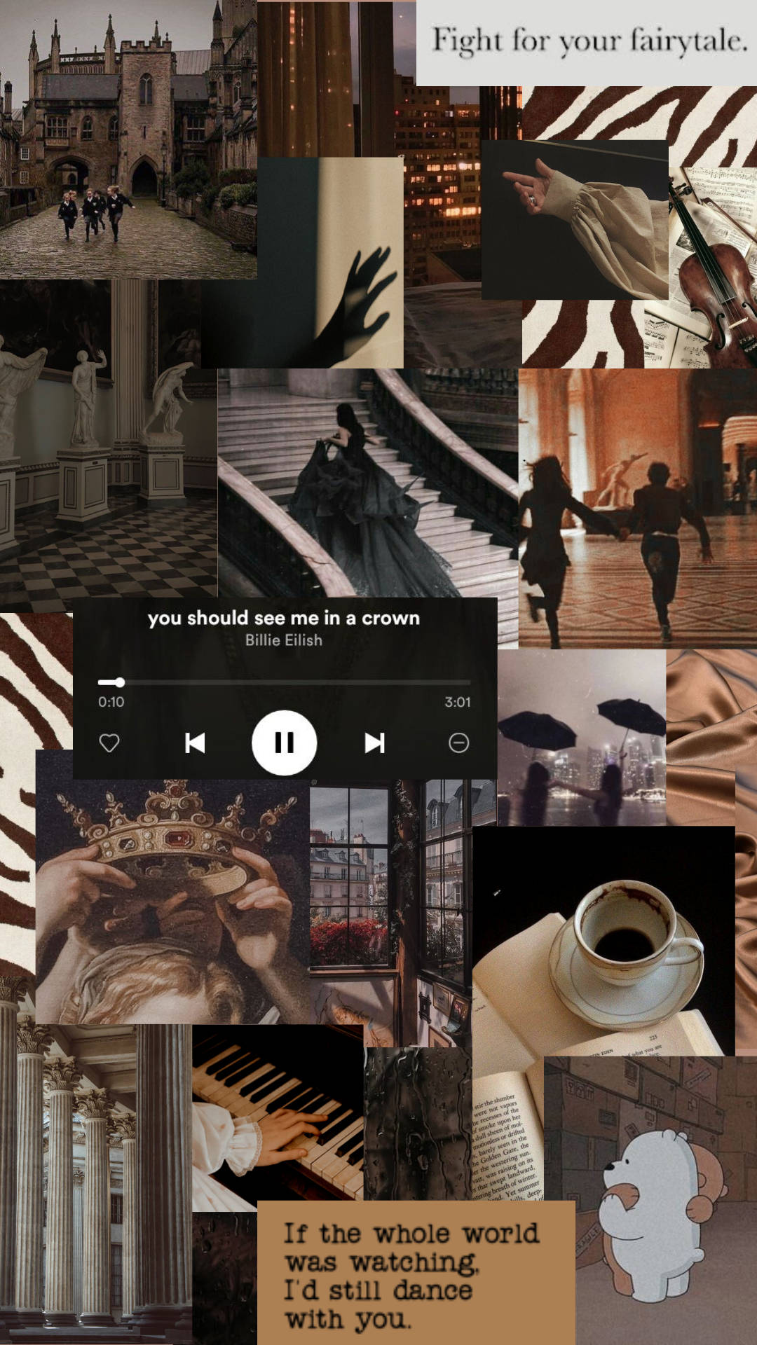 Dark Academia Crown Aesthetic, vintage architecture, music lyrics, Full HD Phone Wallpaper