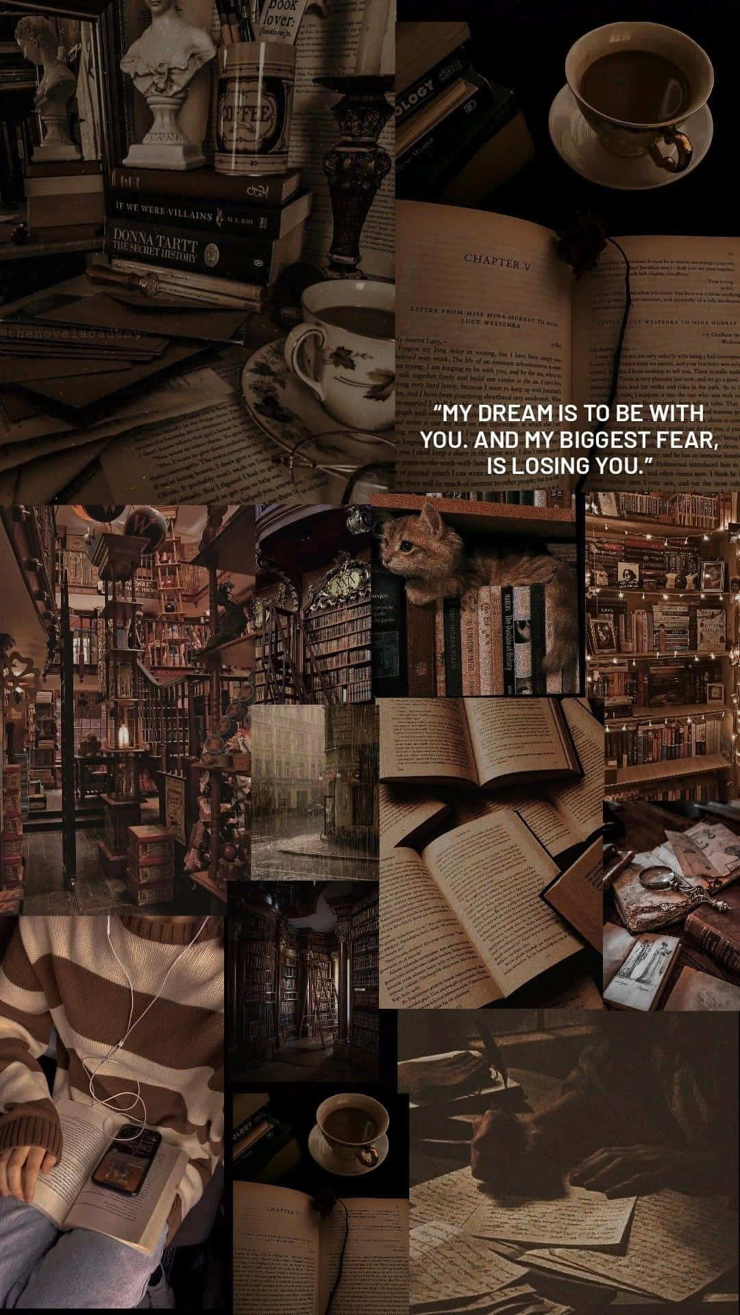 vintage bookshelves, coffee cups, open books, Full HD Phone Wallpaper