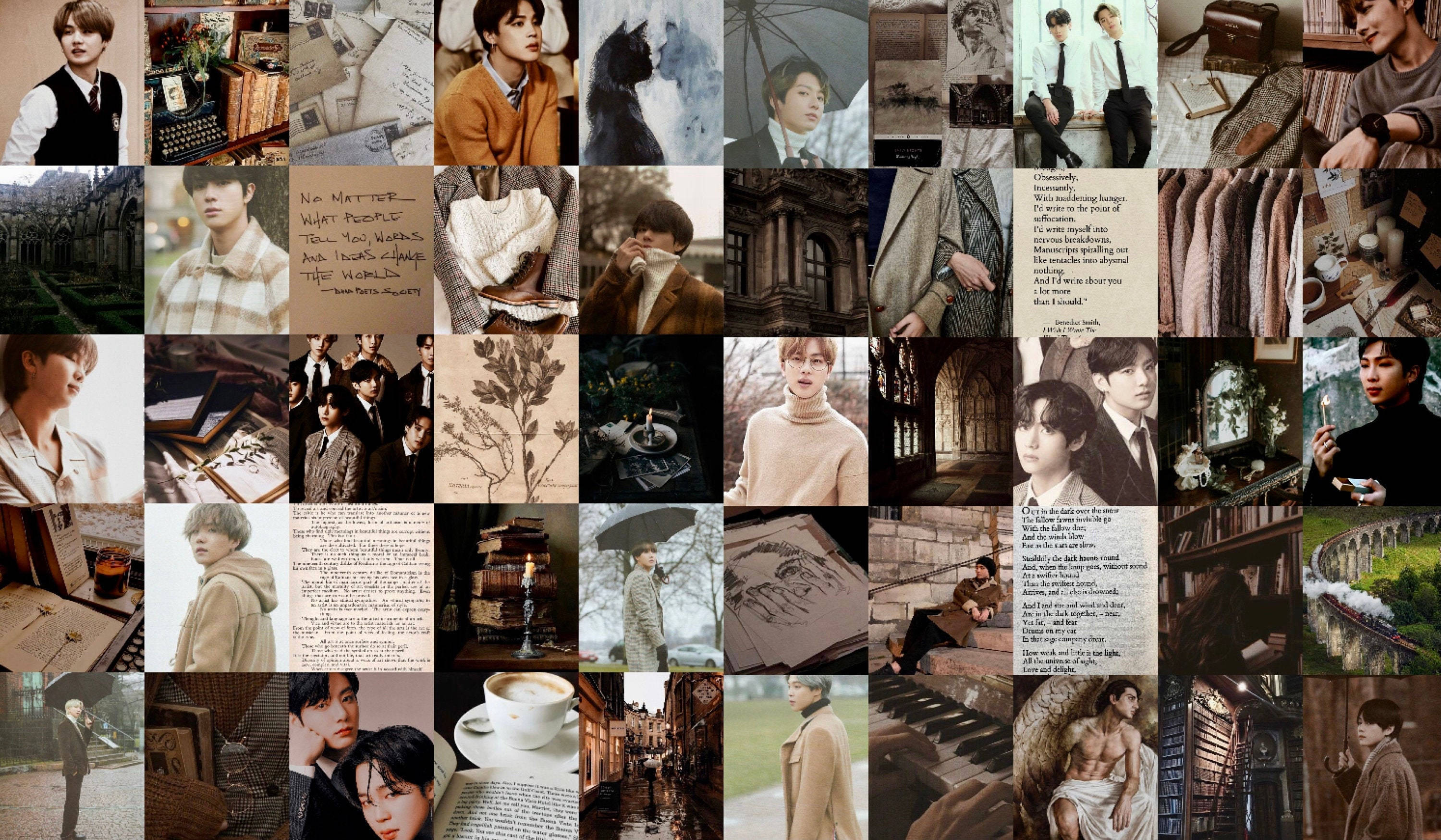 Dark Academia, vintage-style photos, young men, 2K Desktop Wallpaper