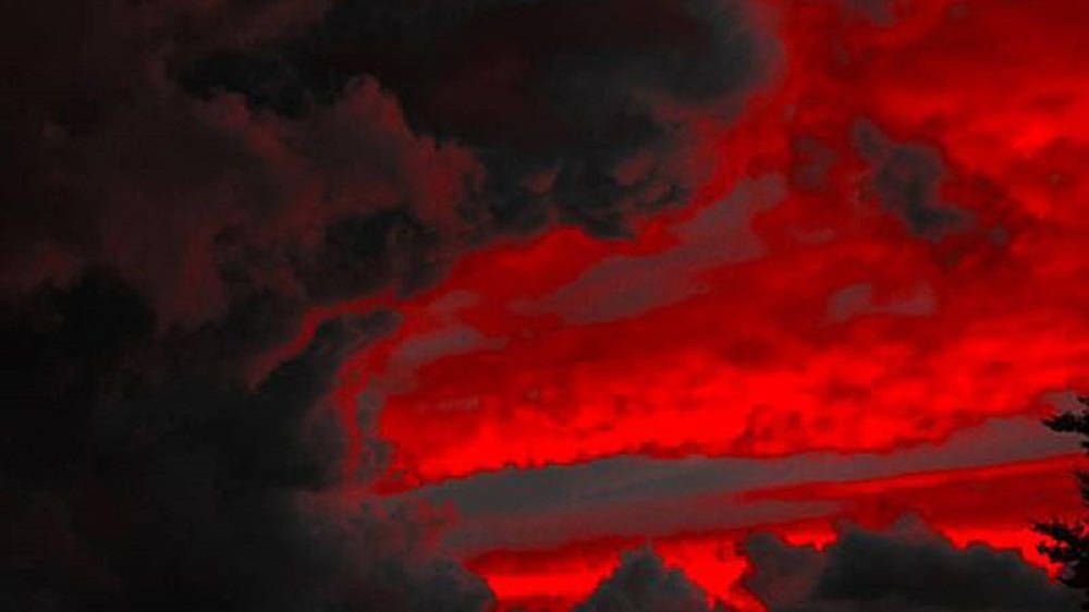 fiery red clouds, deep black storm clouds, twilight, SD Desktop Wallpaper