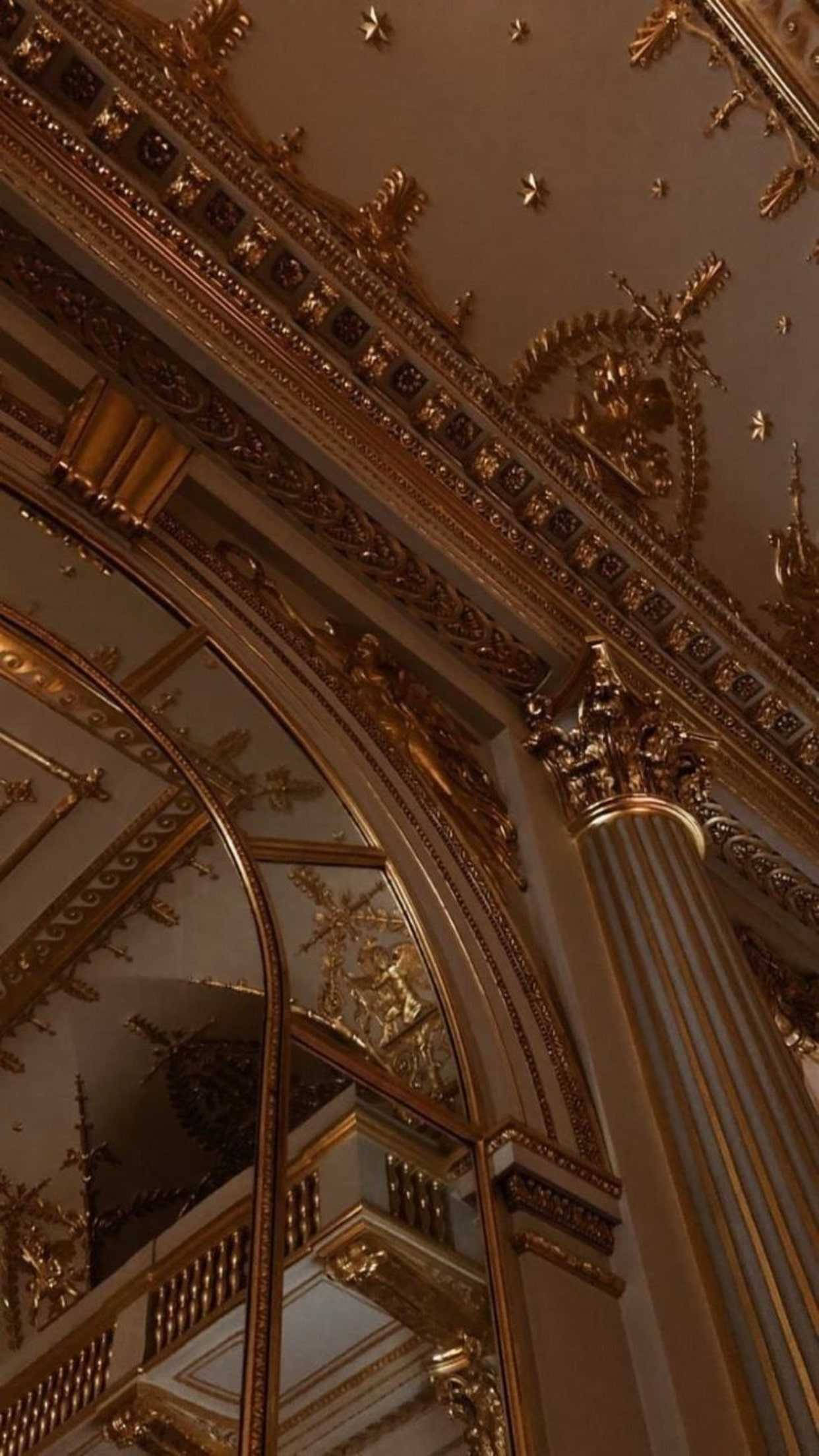 Dark Academia, gold architecture, grand interior ceiling, Full HD Phone Wallpaper