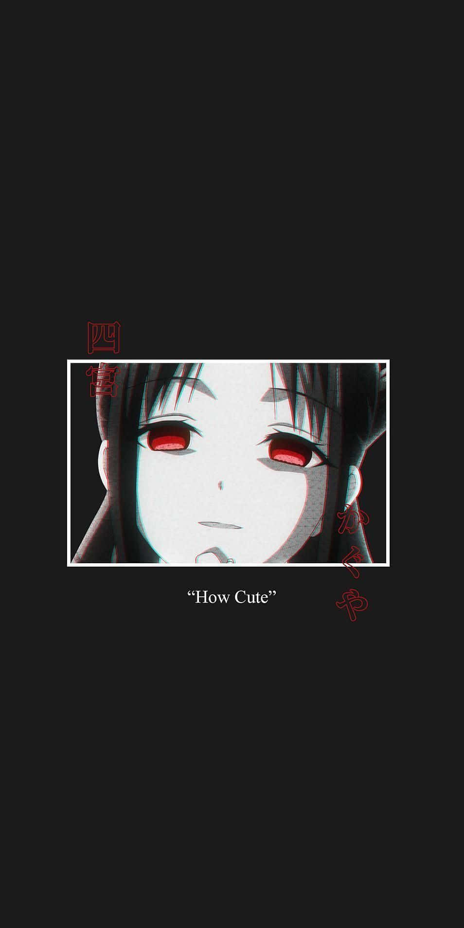 red eyes, dark hair, white border, HD Phone Wallpaper