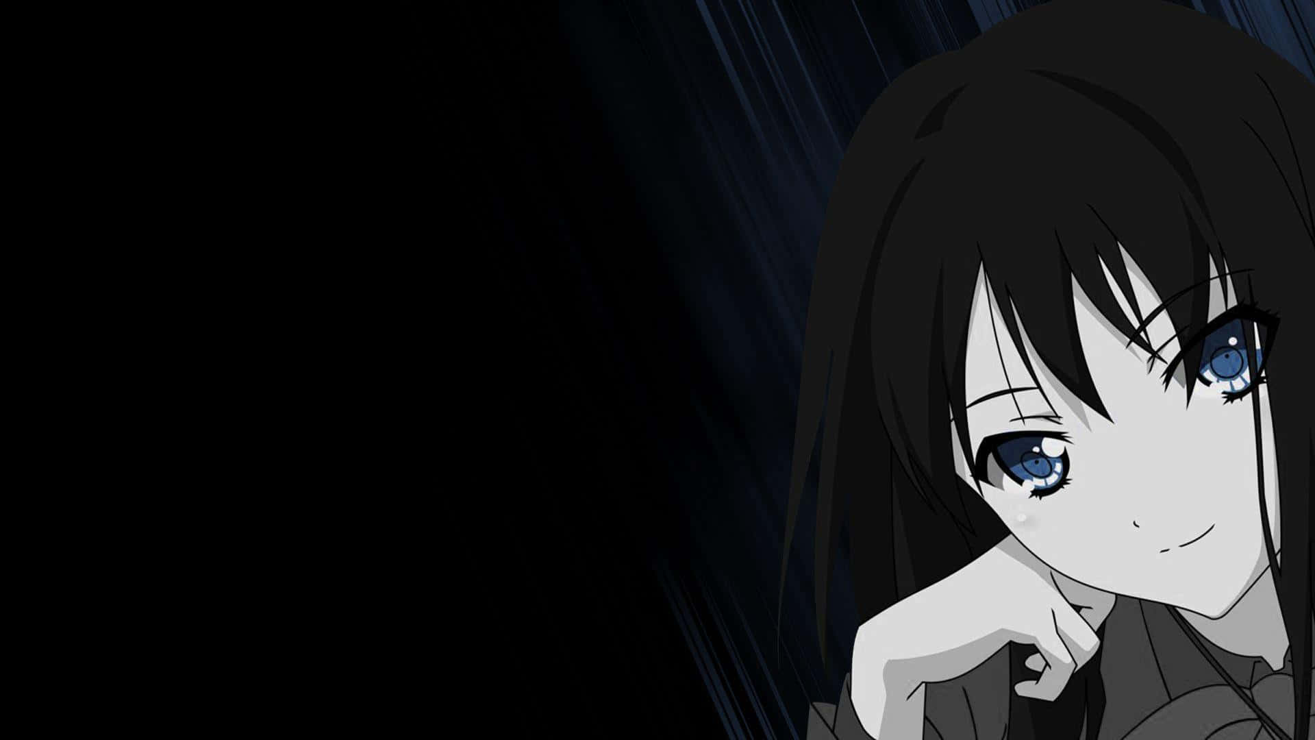 Smiling Gir, dark aesthetic anime pfp, melancholic anime girl, Full HD Desktop Wallpaper