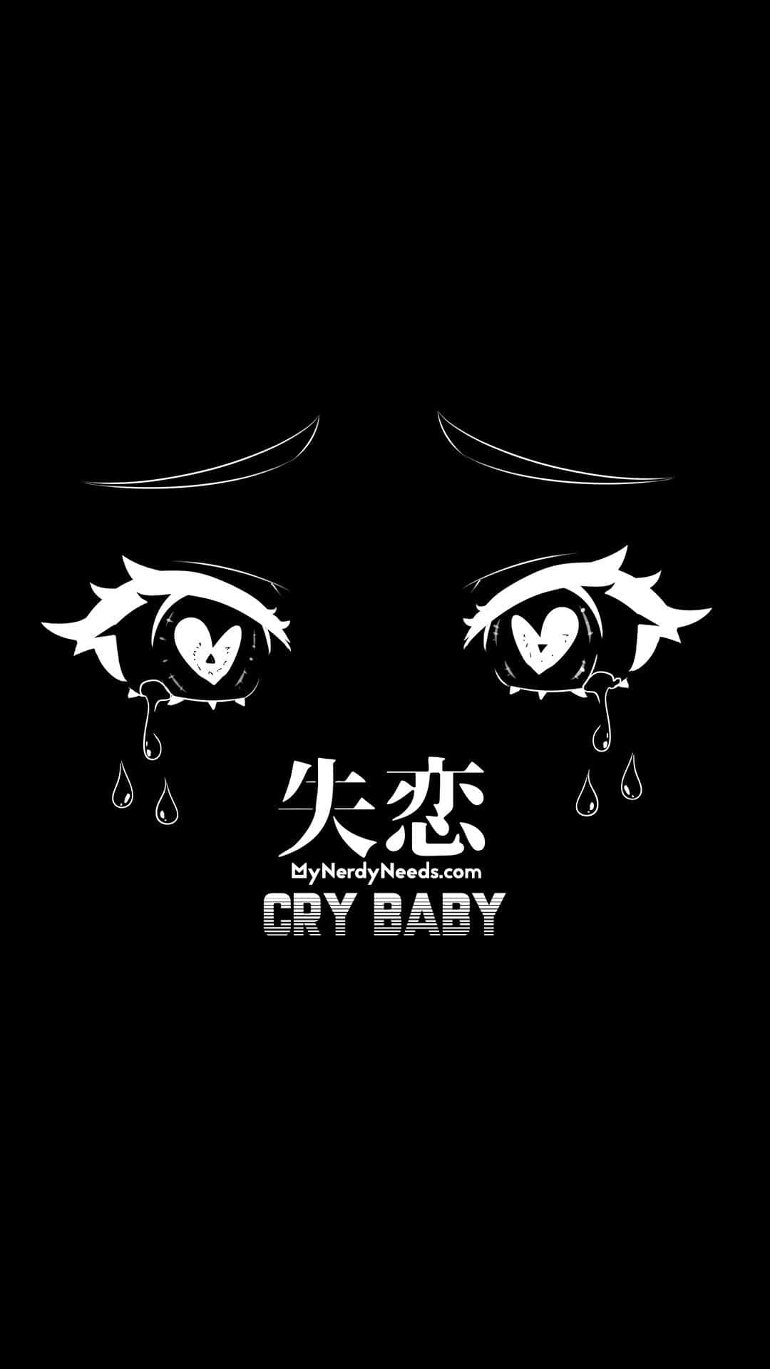 crying dark aesthetic anime eyes, white anime eyes, heart pupils, Full HD Phone Wallpaper