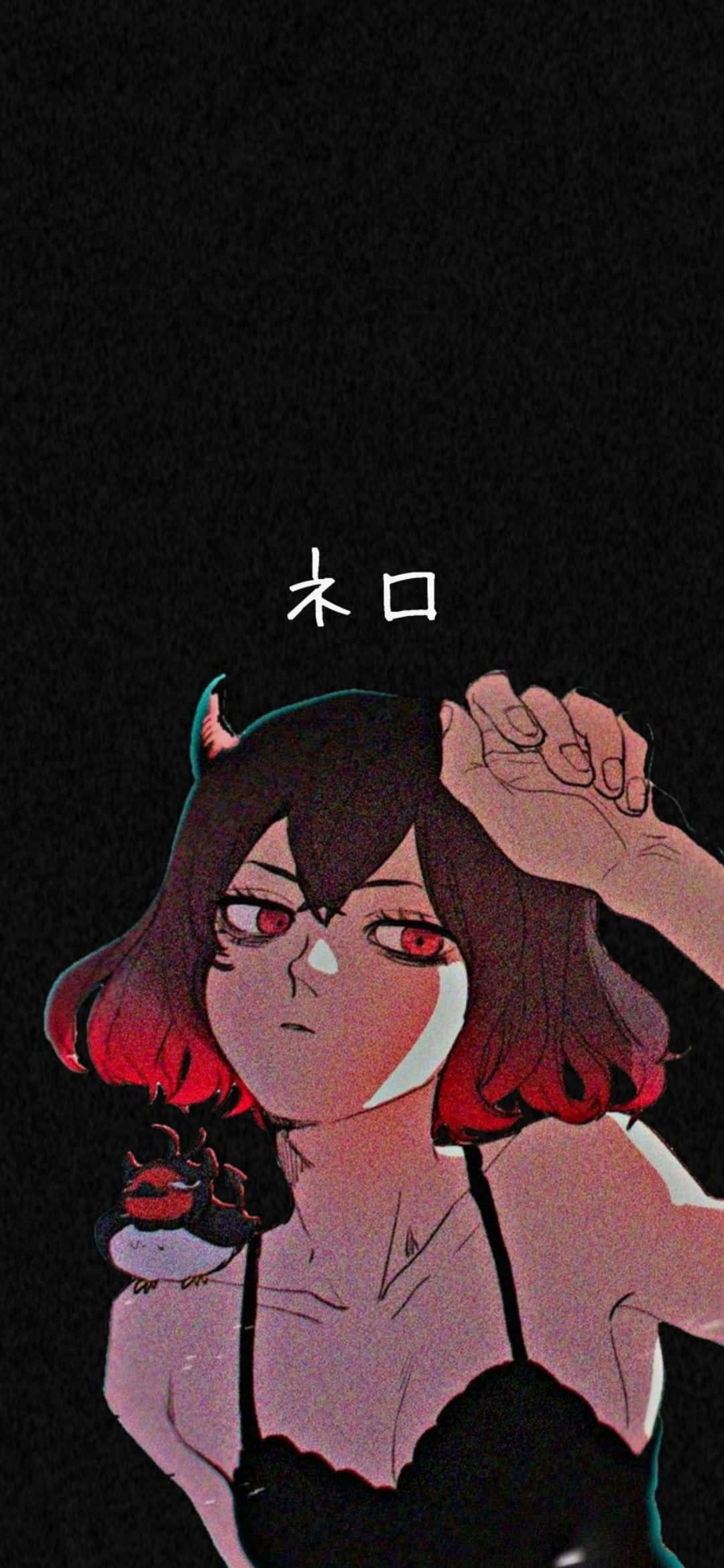 Dark Aesthetic Cartoon, anime girl, red eyes, Full HD Phone Wallpaper