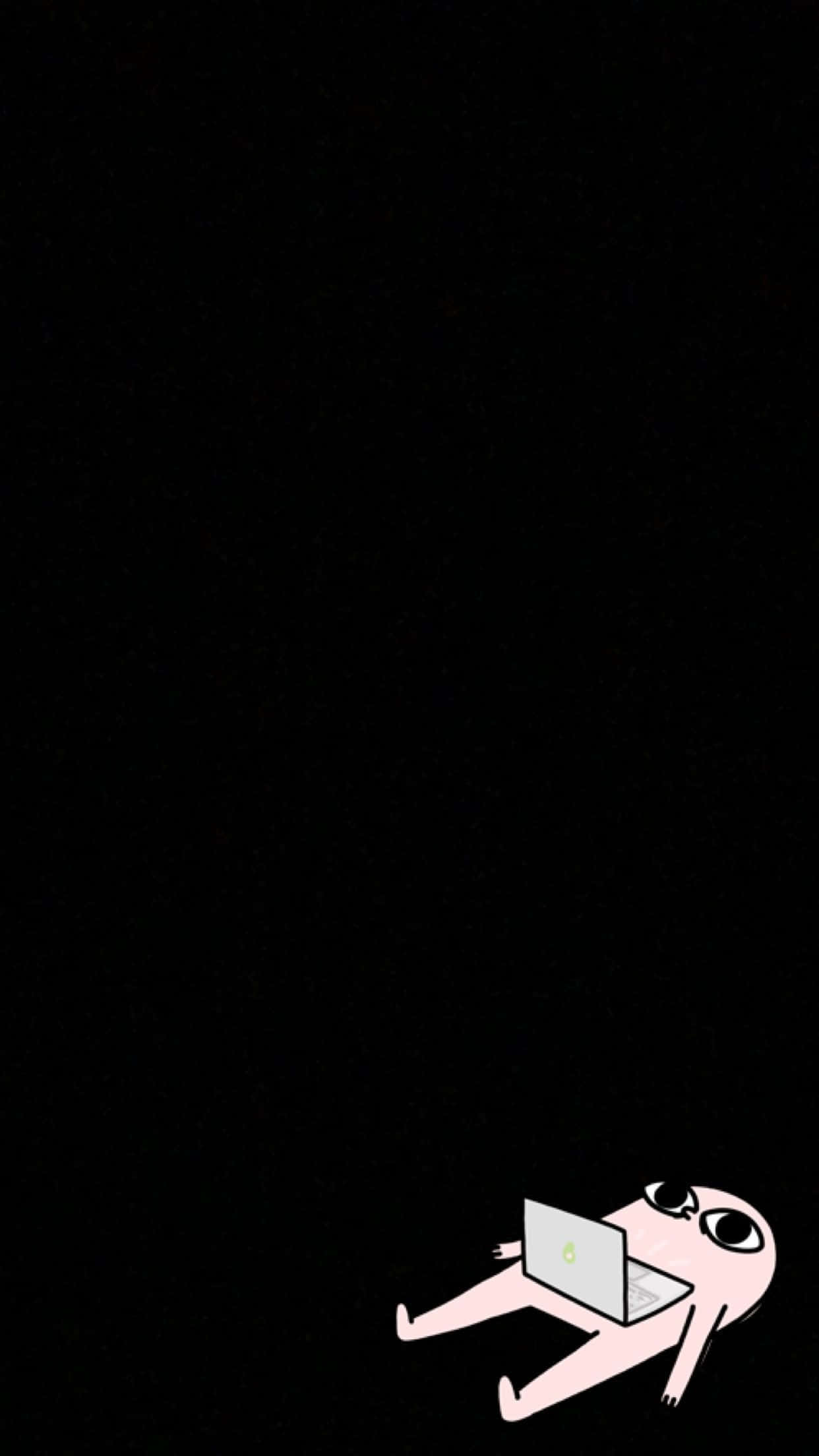 dark aesthetic cartoon, pink cartoon figure, black void, Full HD Phone Wallpaper