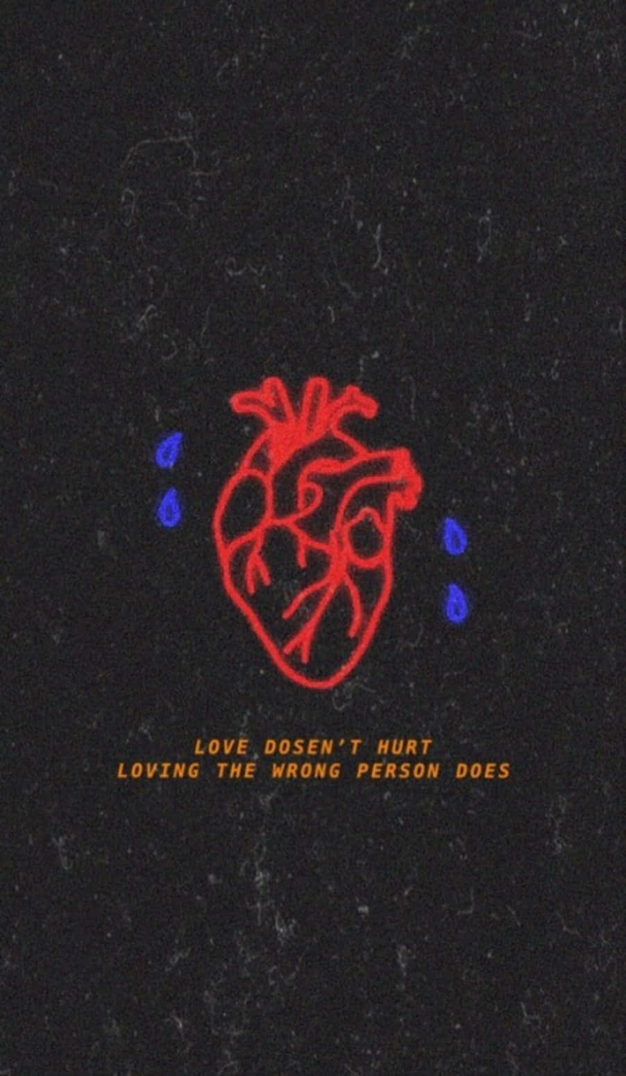 Grunge Tumblr Aesthetic, red anatomical heart, blue teardrops, HD Phone Wallpaper