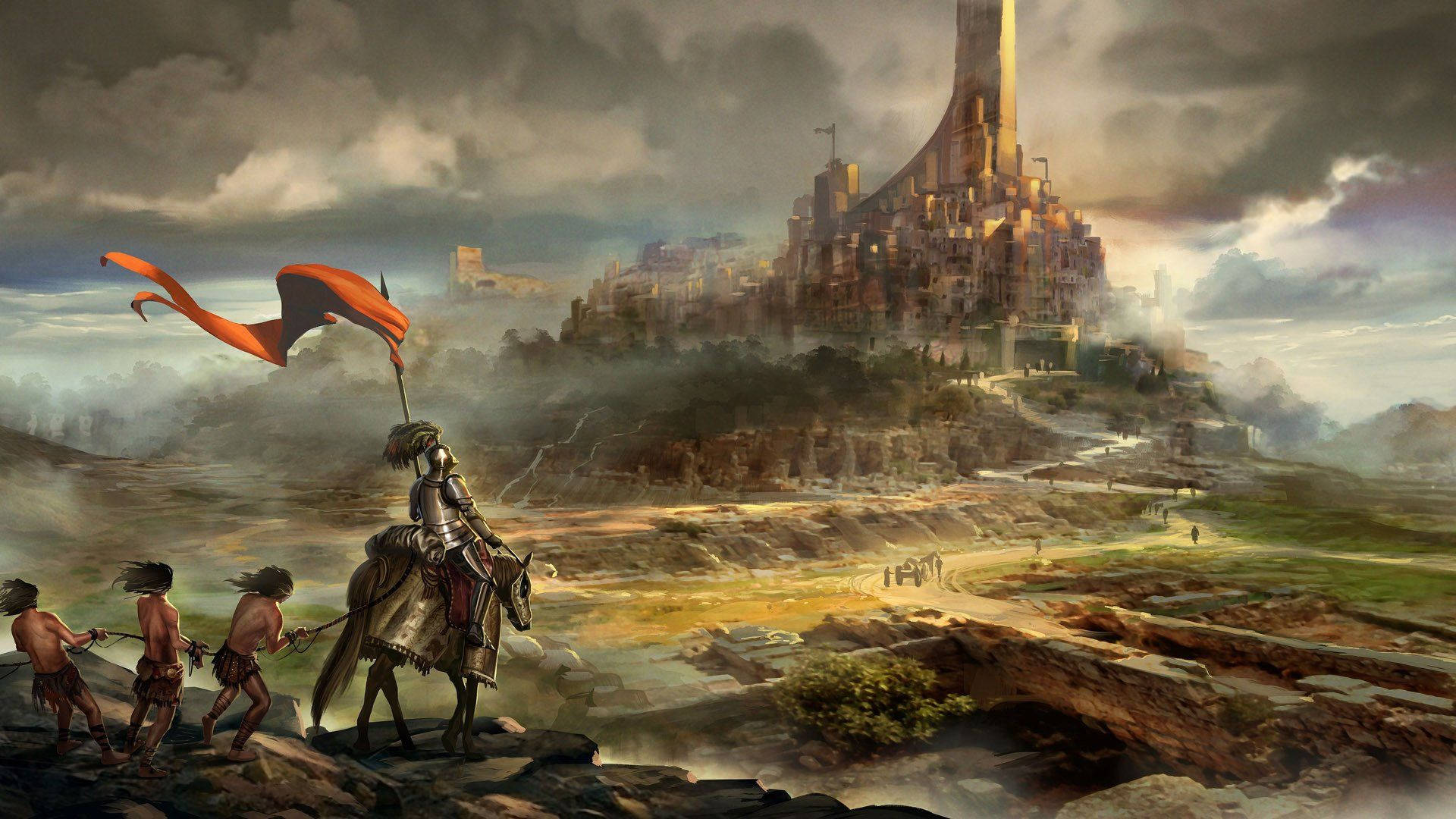 Dark Ages, knight, horseback, Full HD Desktop Wallpaper