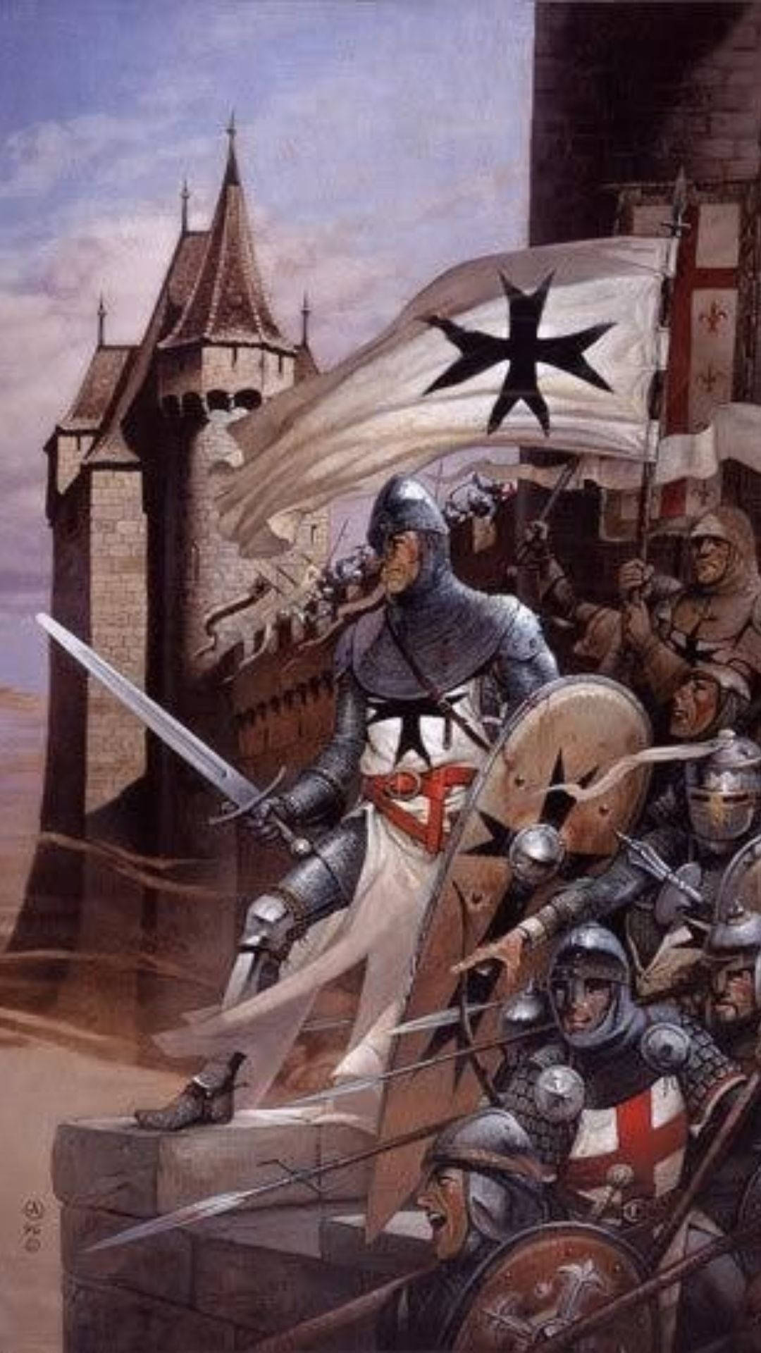knights, soldiers in armor, silver armor, Full HD Phone Wallpaper