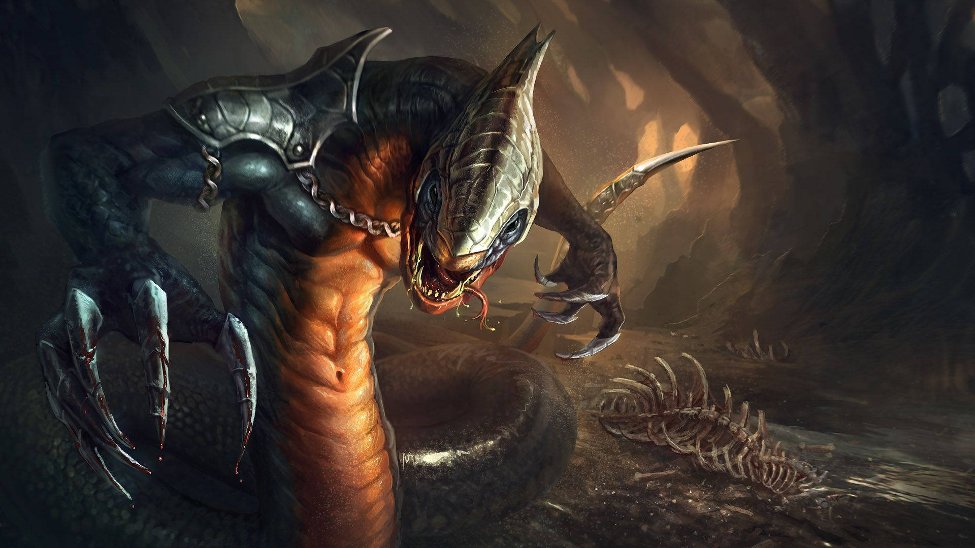 Dark Ages, snake, woods, Full HD Desktop Wallpaper