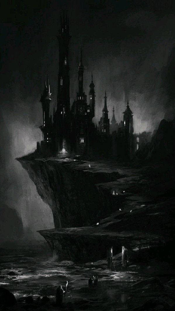 Dark Ages, gothic castle, cliff edge, SD Phone Wallpaper