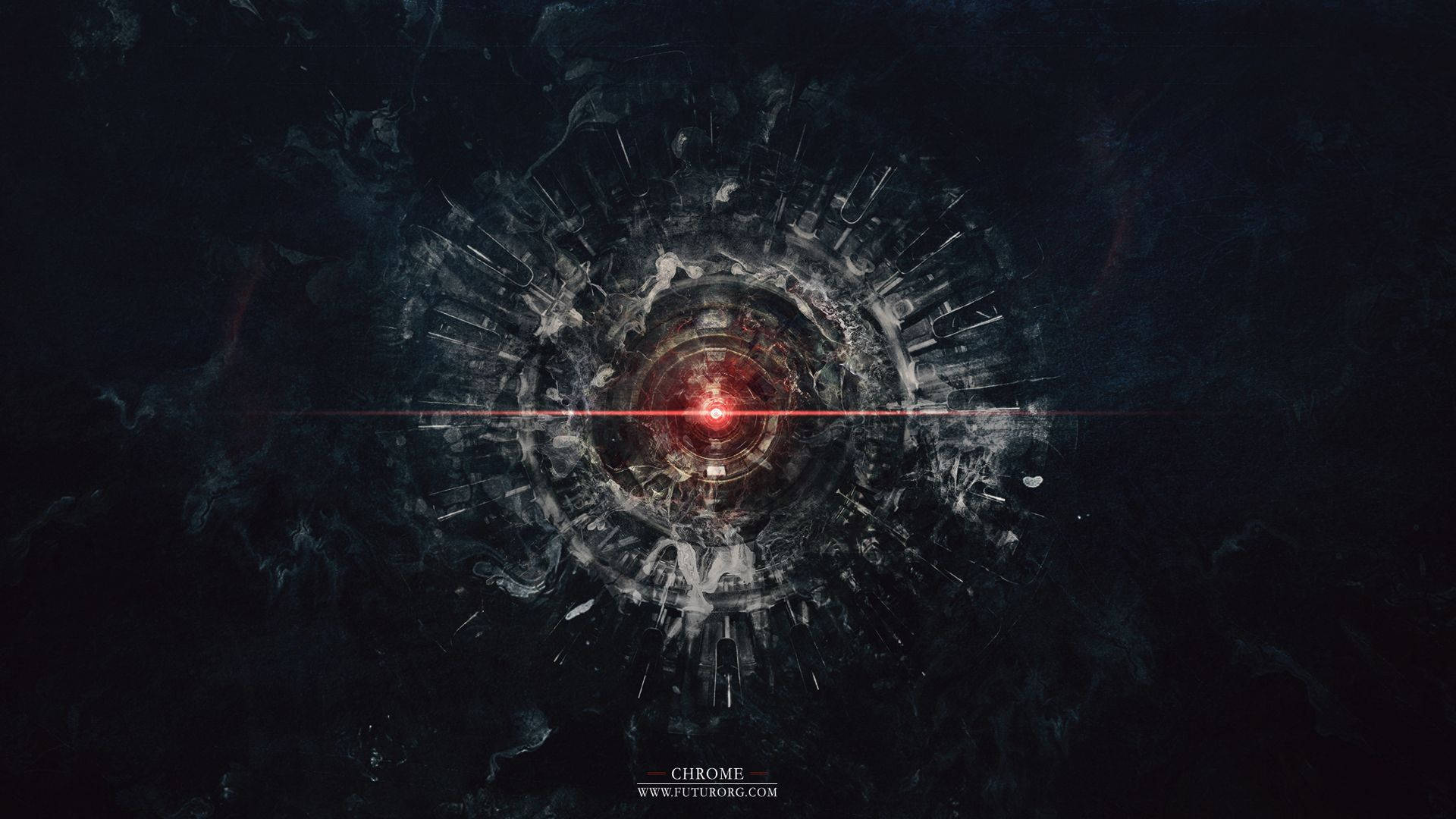 Rise Of Metal Futuristic Era, dark futuristic tunnel, glowing red core, Full HD Desktop Wallpaper