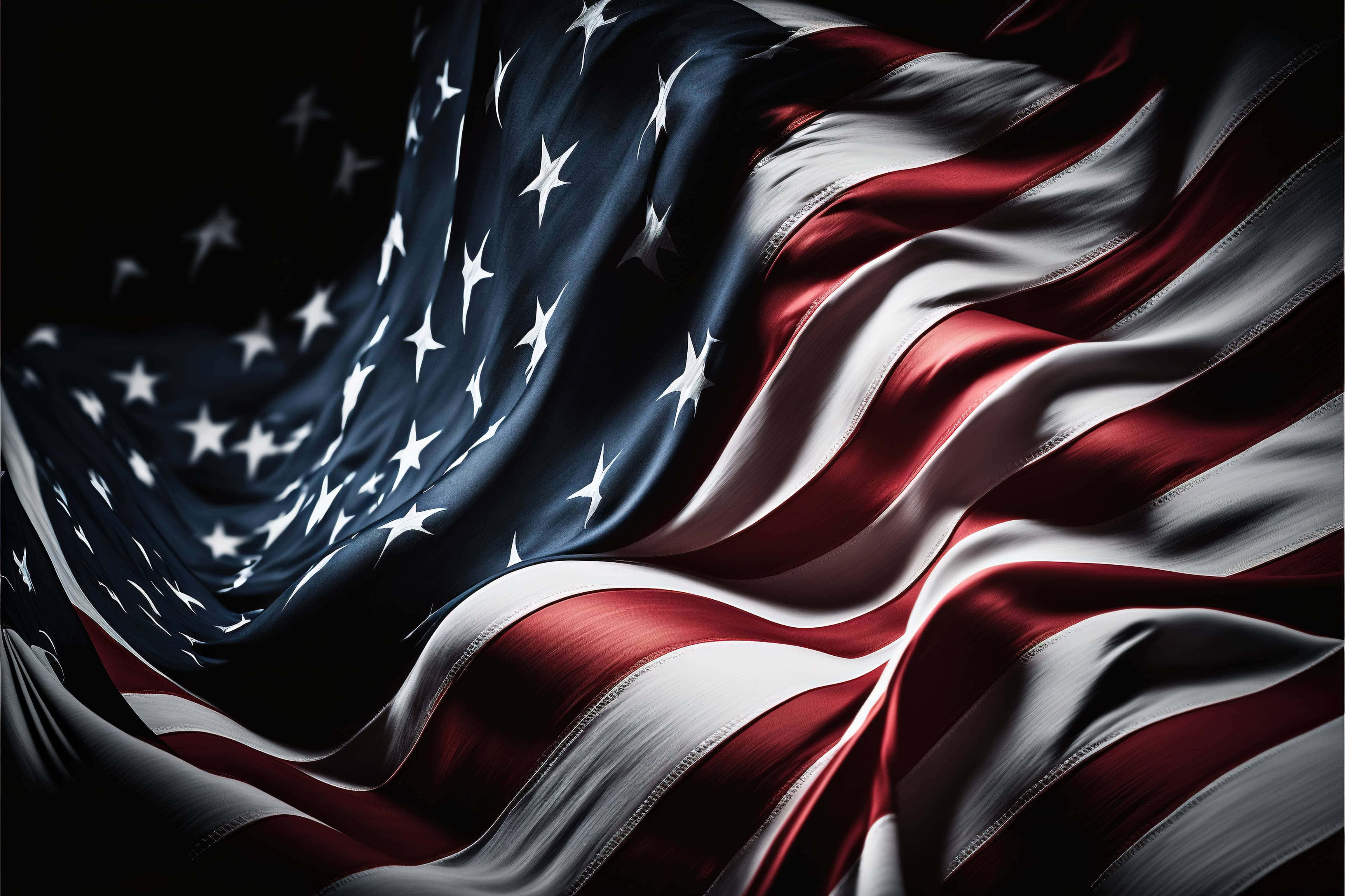 American flag, deep red, white, 4K Desktop Wallpaper
