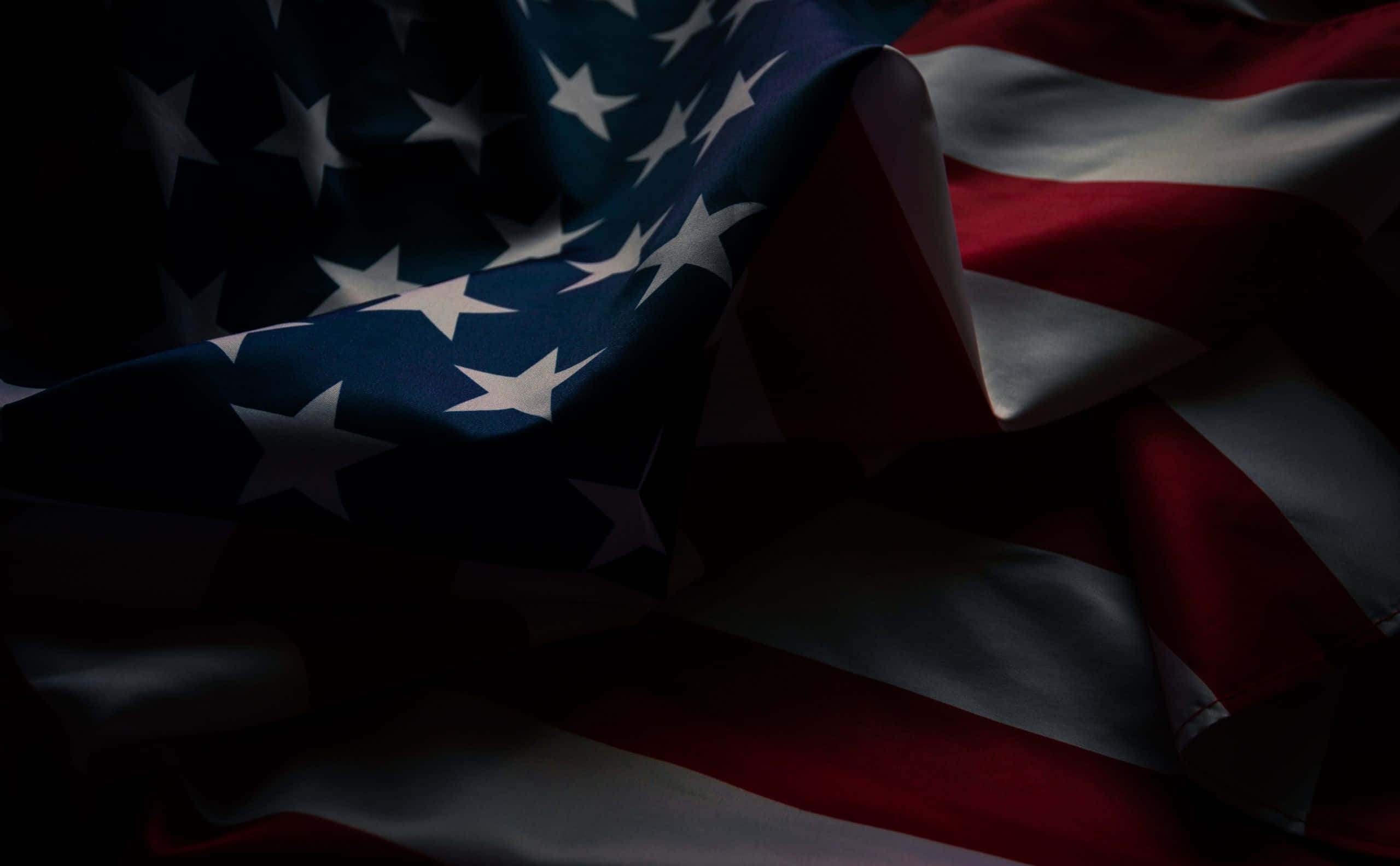 American flag, stars and stripes texture, deep shadows, 2K Desktop Wallpaper