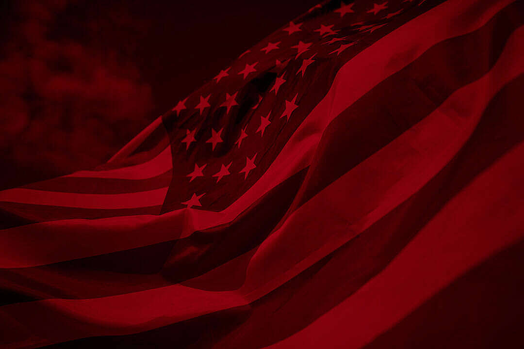 American flag, red filter, deep crimson light, SD Desktop Wallpaper