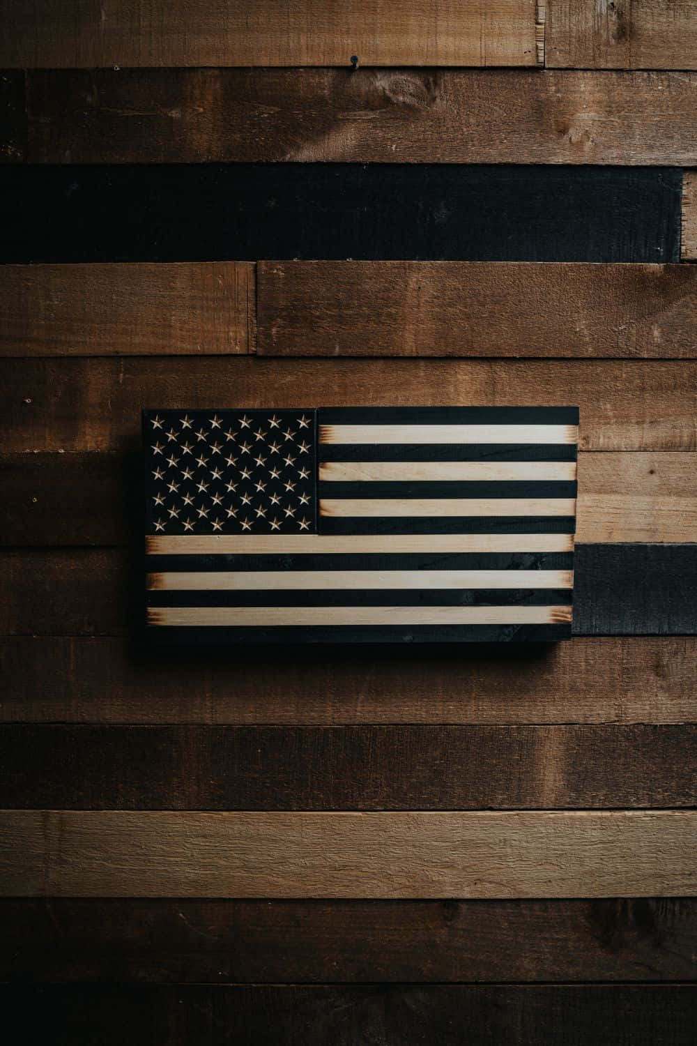 American Flag, dark wooden planks, rustic wooden wall, HD Phone Wallpaper