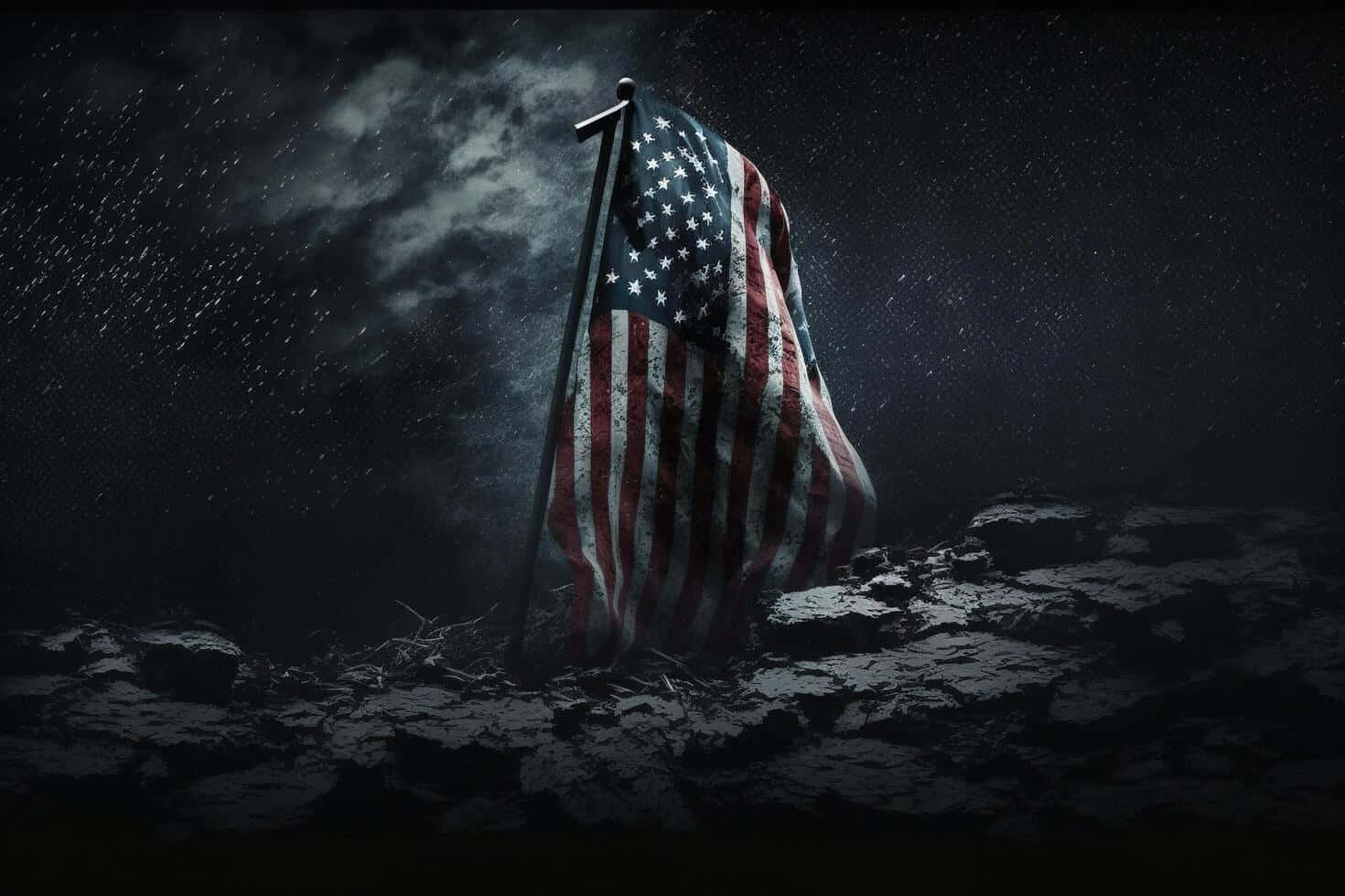 American flag, starry night sky, storm, HD Desktop Wallpaper