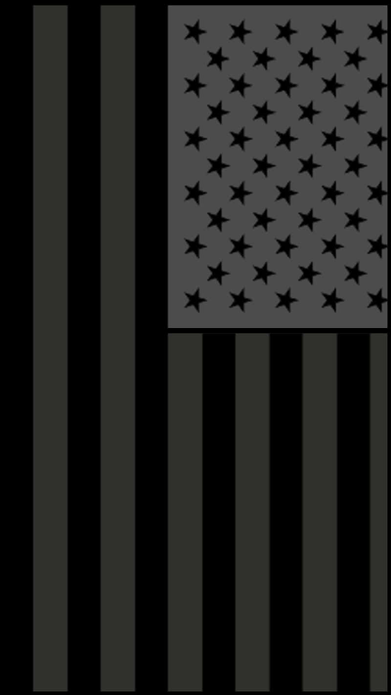 Monochrome American flag, black stars and stripes, dark gray background, HD Phone Wallpaper