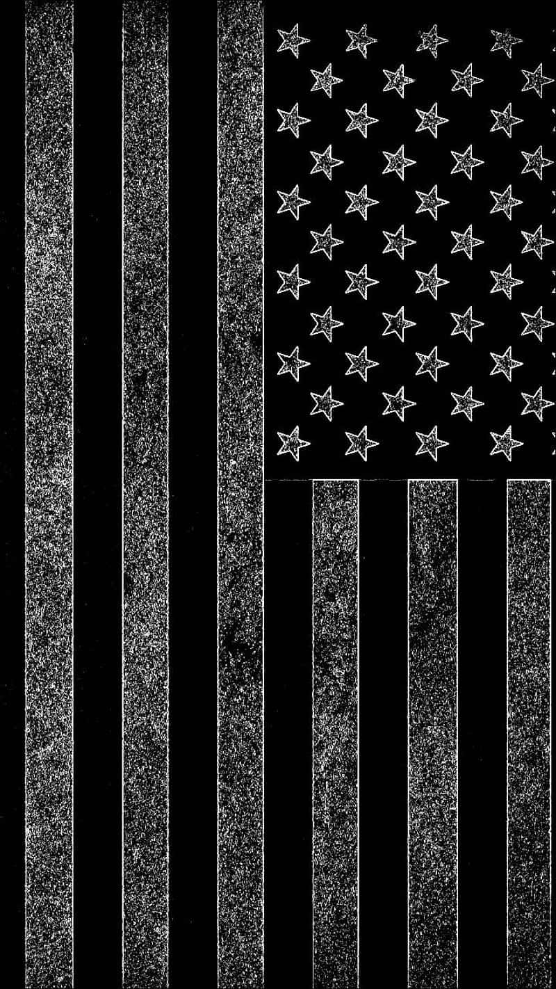Monochrome American Flag Texture, textured white stripes, stars, HD Phone Wallpaper